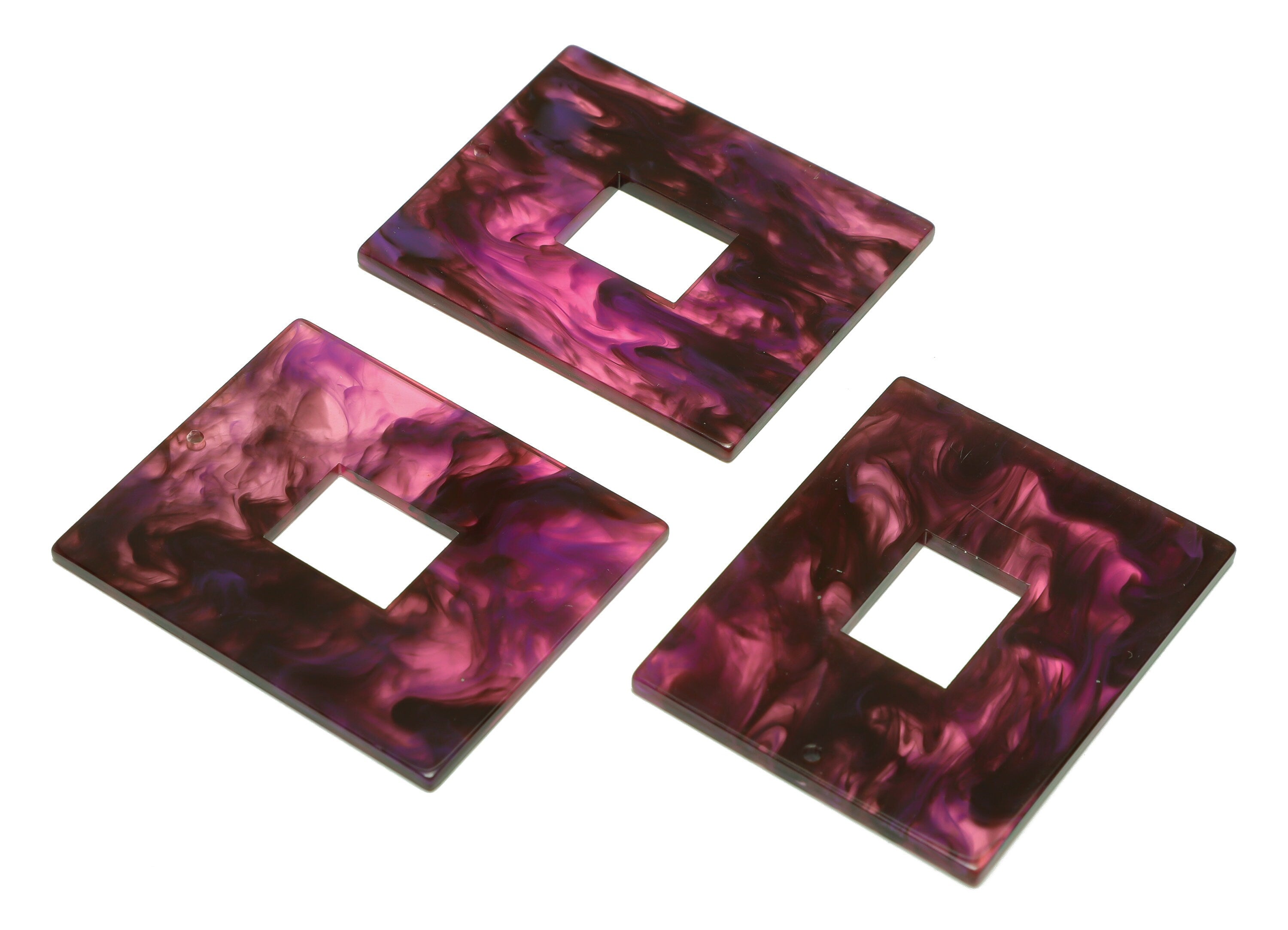 Acrylic Rectangle Charm - Rectangle Mix Color Pendant - Acrylic Earring Charm - Jewelry Making - Code:A946 - 48.99x39.63x2.8mm - AC2614-A946 - DOMEDBAZAAR