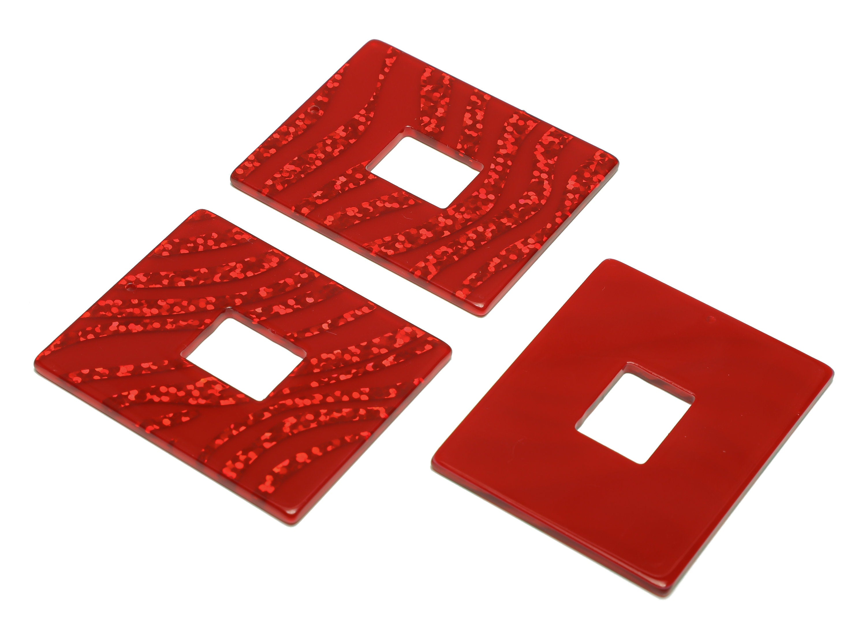 PVC Rectangle Charm - Rectangle Mix Color Pendant - PVC Earring Charm - Jewelry Making - Code:A930 - 49x40x 2.42mm - AC2614-A930 - DOMEDBAZAAR