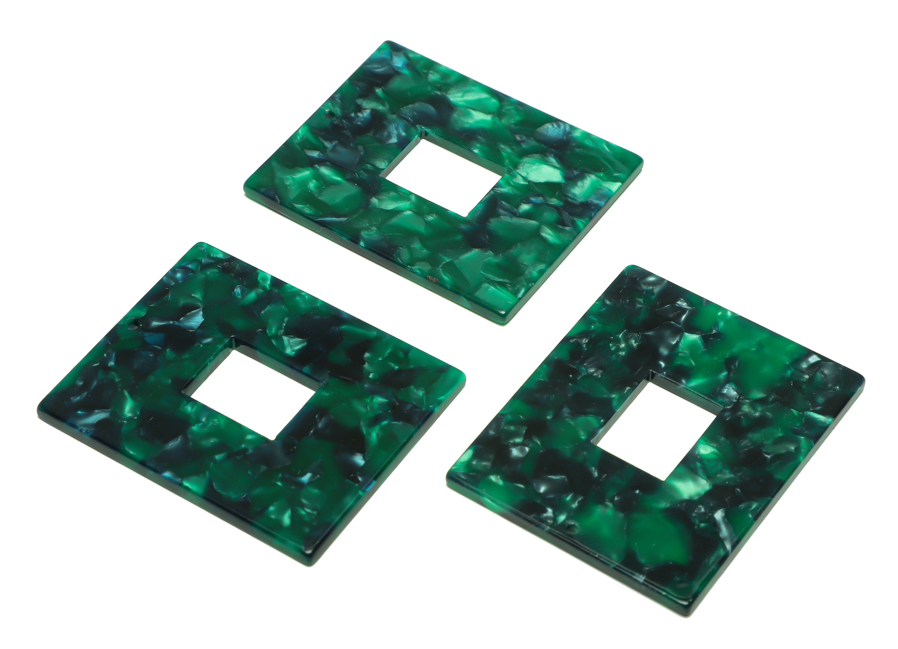 Acetate Rectangle Charm - Acetate Green Pendant - Acetate Earring Charm - Jewelry Making - Code:A13 - 49x39.89x2mm - AC2614-A13 - DOMEDBAZAAR