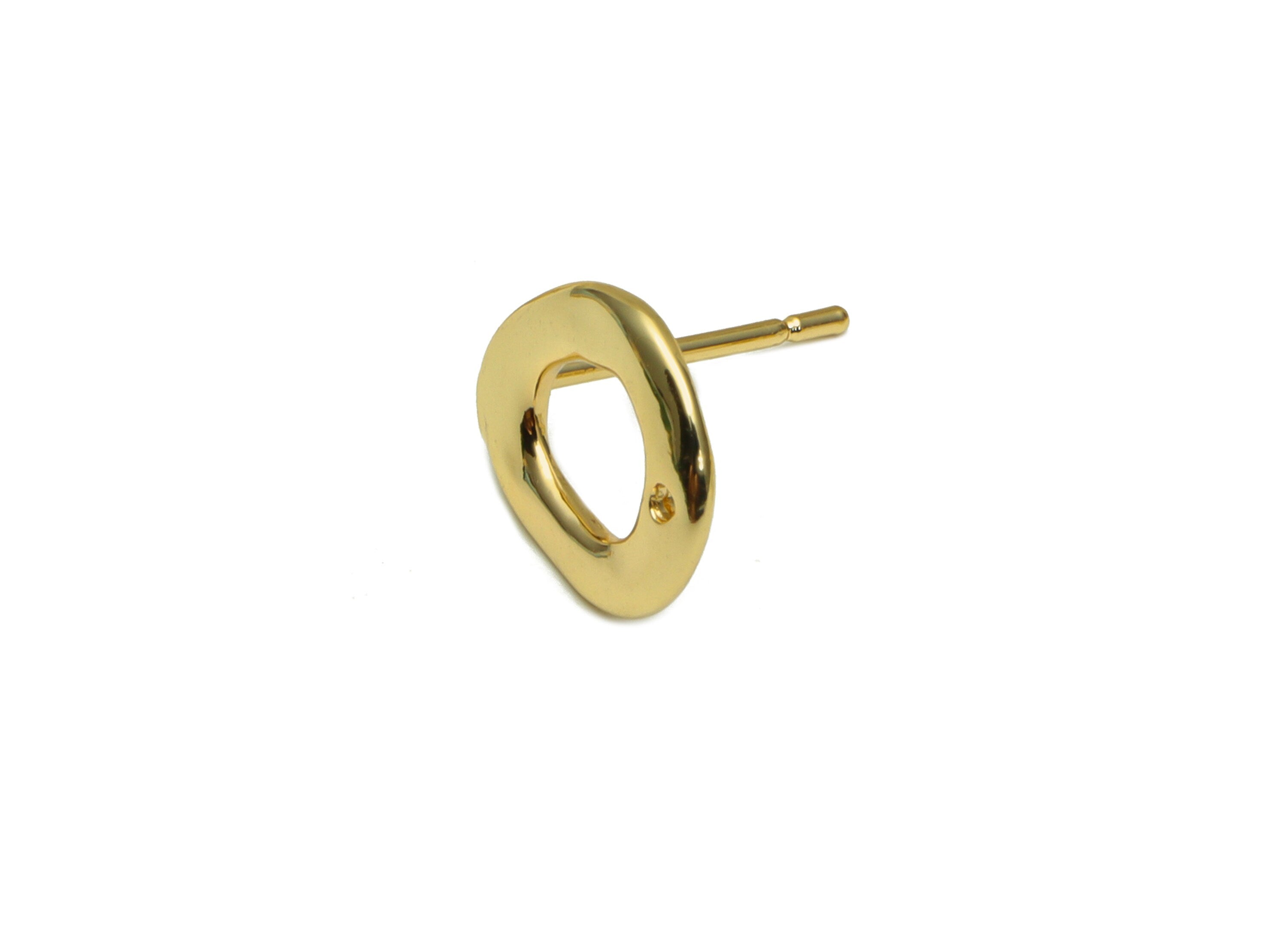 Brass Circle Earring Post - Brass Wavy Earring Stud - Ring Earring Findings - Donut Earring Post- KC Gold Tone Plated - 9.5x9x1mm - PP8615G - DOMEDBAZAAR