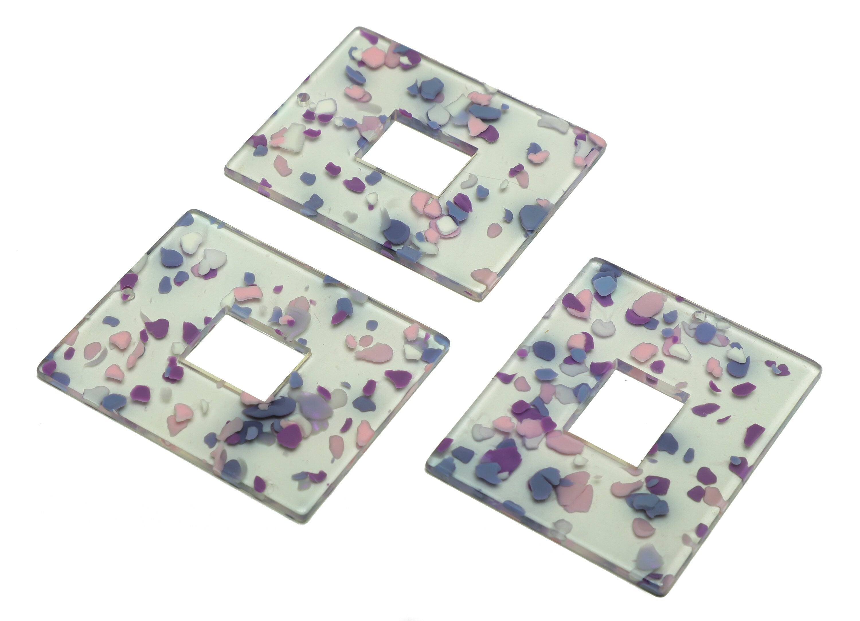 Acrylic Rectangle Charm - Acrylic Big Rectangle Pendant - Acrylic Earring Charm - Jewelry Making - Code:A823 - 49x39.89x2mm - AC2614-A823 - DOMEDBAZAAR