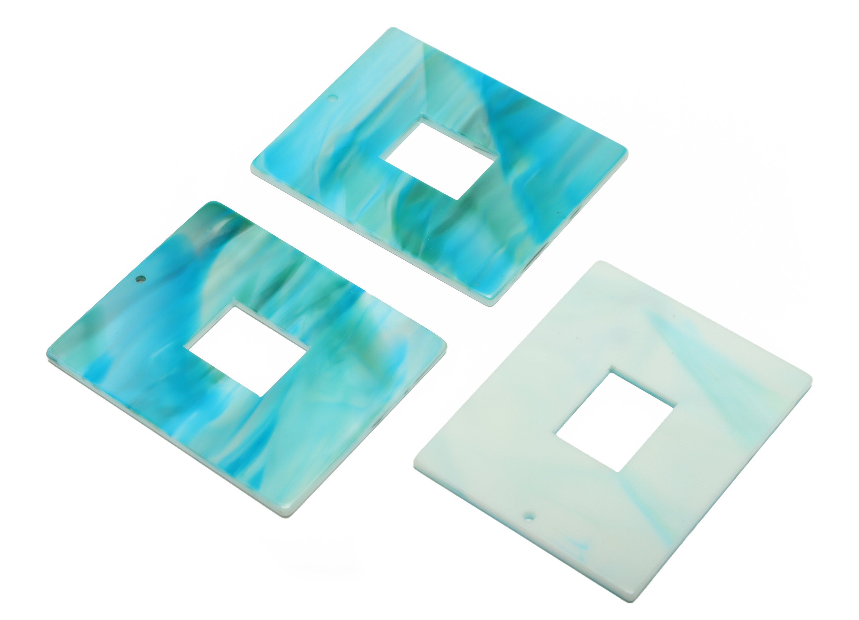 Acrylic Rectangle Charm - Acrylic Blue Pendant - Acrylic Earring Charm - Jewelry Making - Code:A506 - 49x39.89x2mm - AC2614-A506 - DOMEDBAZAAR