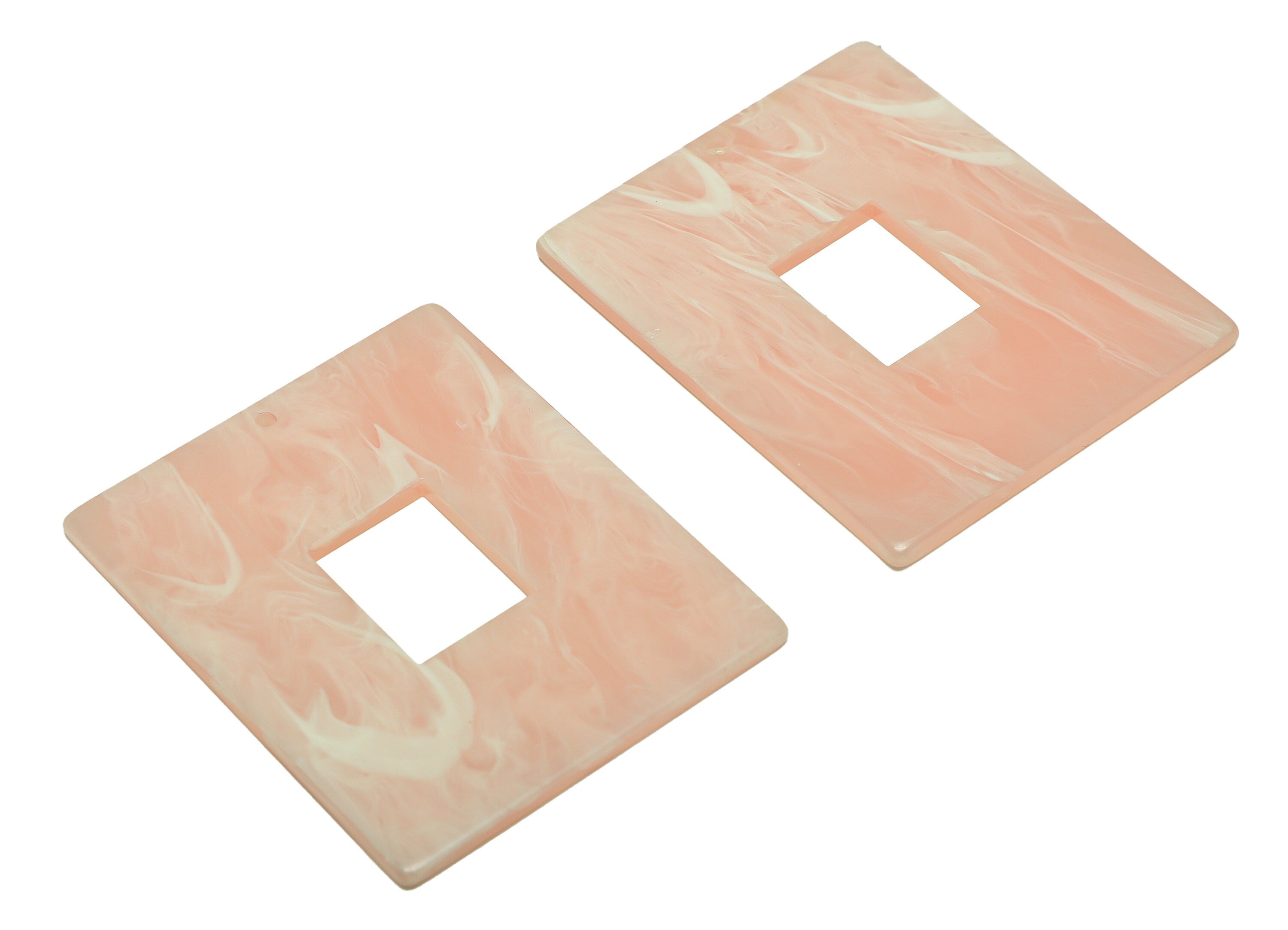 Acrylic Rectangle Charm - Acrylic Pink Pendant - Acrylic Earring Charm - Jewelry Making - Code:A933 - 49x39.89x2mm - AC2614-A933 - DOMEDBAZAAR