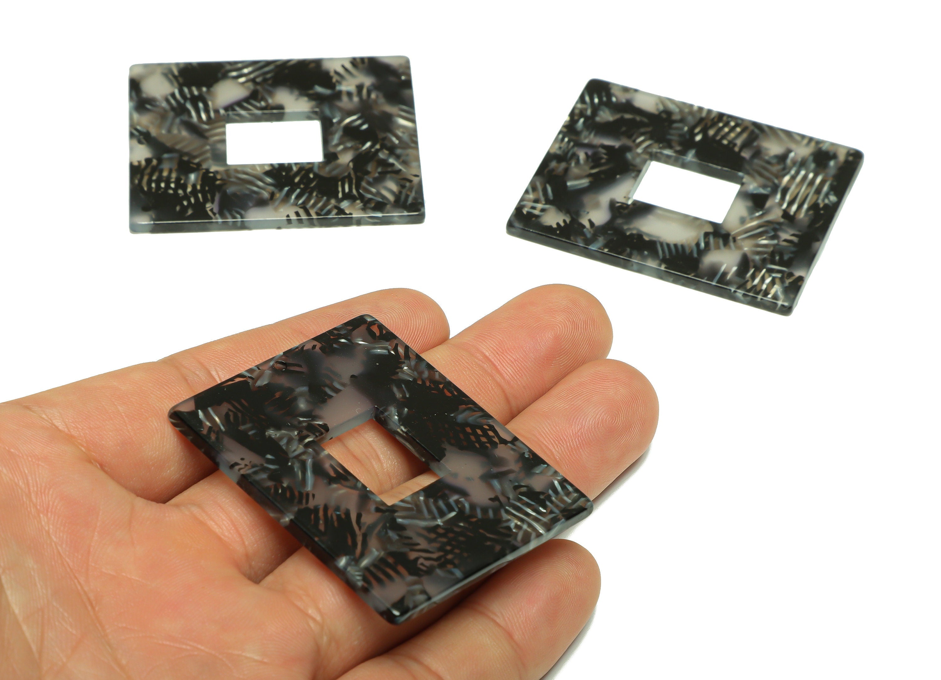 Acetate Rectangle Charm -Acetate Big Rectangle Pendant - Acetate Earring Charm - Jewelry Making - Code:A510 - 49x39.89x2mm - AC2614-A510 - DOMEDBAZAAR