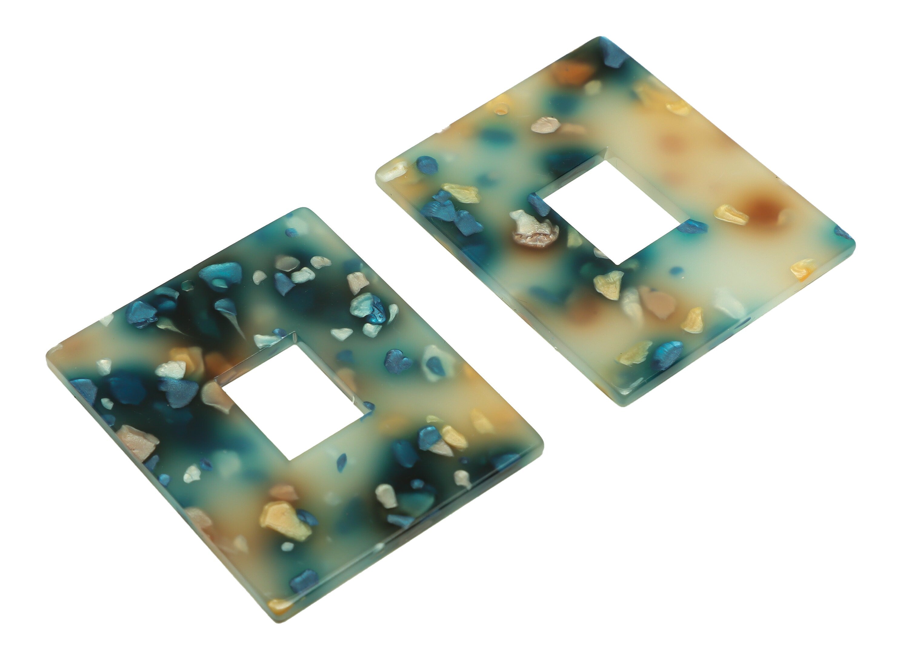 Acrylic Rectangle Charm - Acrylic Rainbow Pendant - Acrylic Earring Charm - Jewelry Making - Code:A600 - 49x39.89x2mm - AC2614-A600 - DOMEDBAZAAR