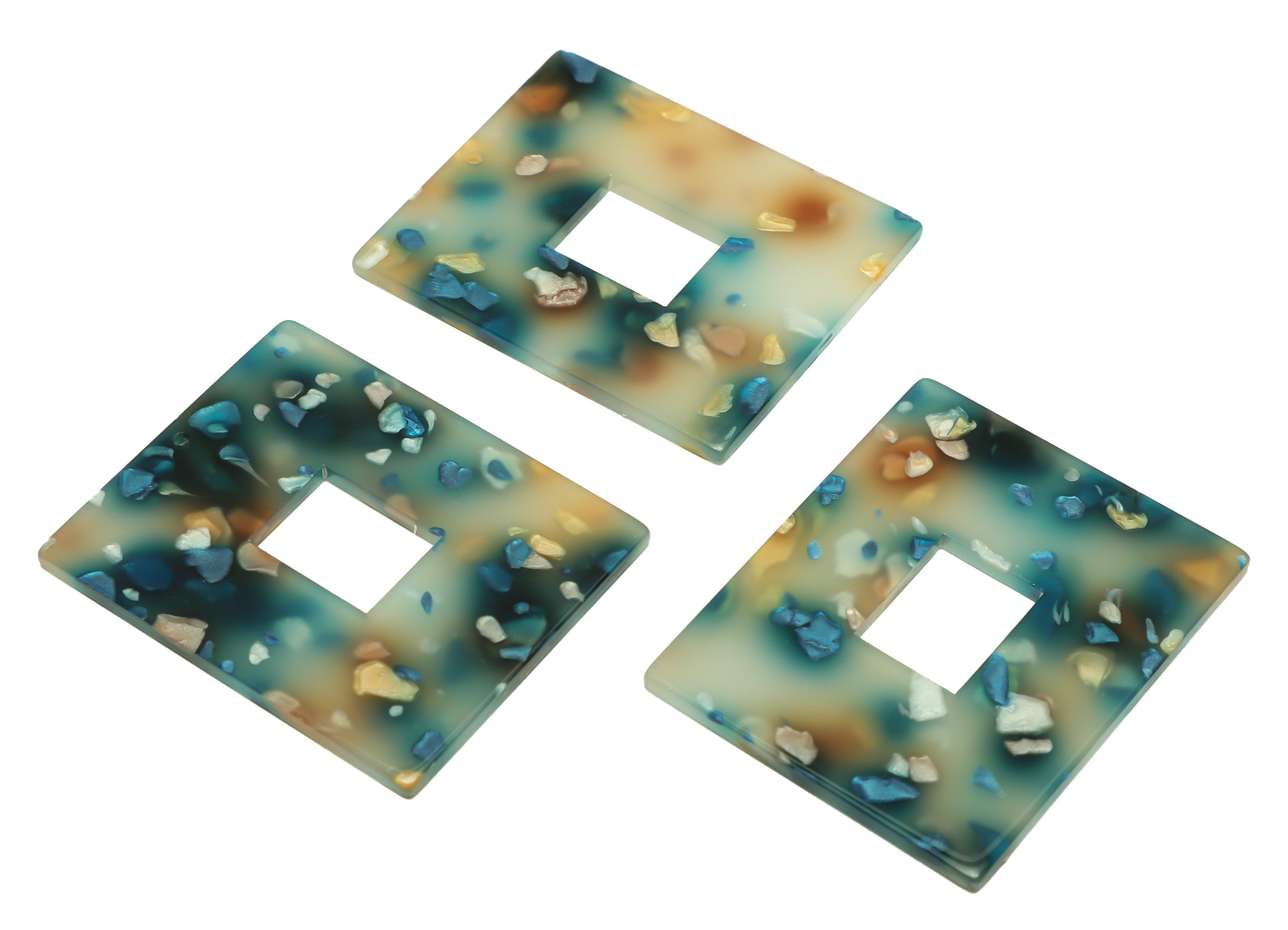 Acrylic Rectangle Charm - Acrylic Rainbow Pendant - Acrylic Earring Charm - Jewelry Making - Code:A600 - 49x39.89x2mm - AC2614-A600 - DOMEDBAZAAR