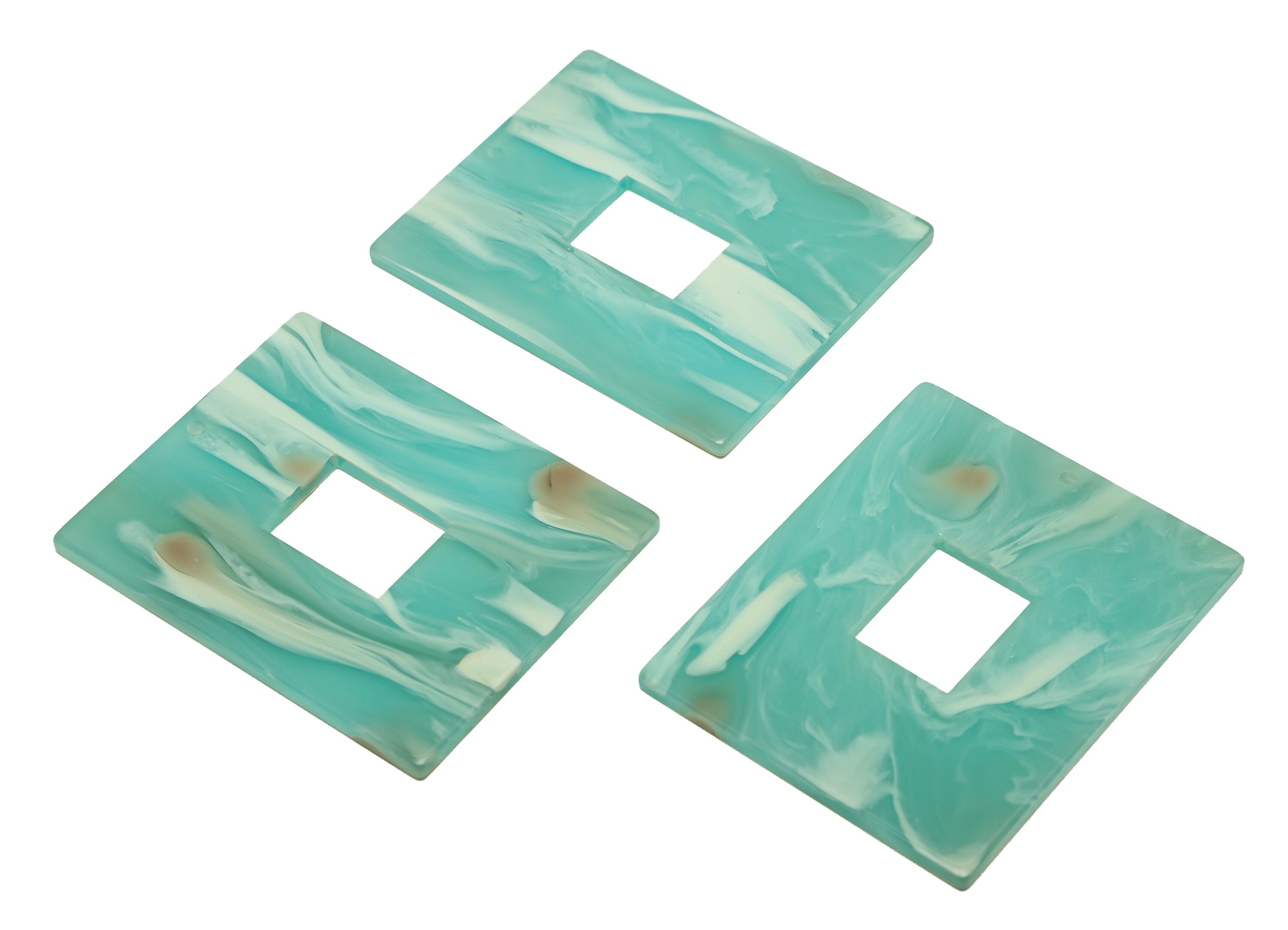 Acrylic Rectangle Charm - Acrylic Lake Blue Pendant - Acrylic Aqua Earring Charm - Jewelry Making - Code:A969 - 49x39.89x2mm - AC2614-A969 - DOMEDBAZAAR