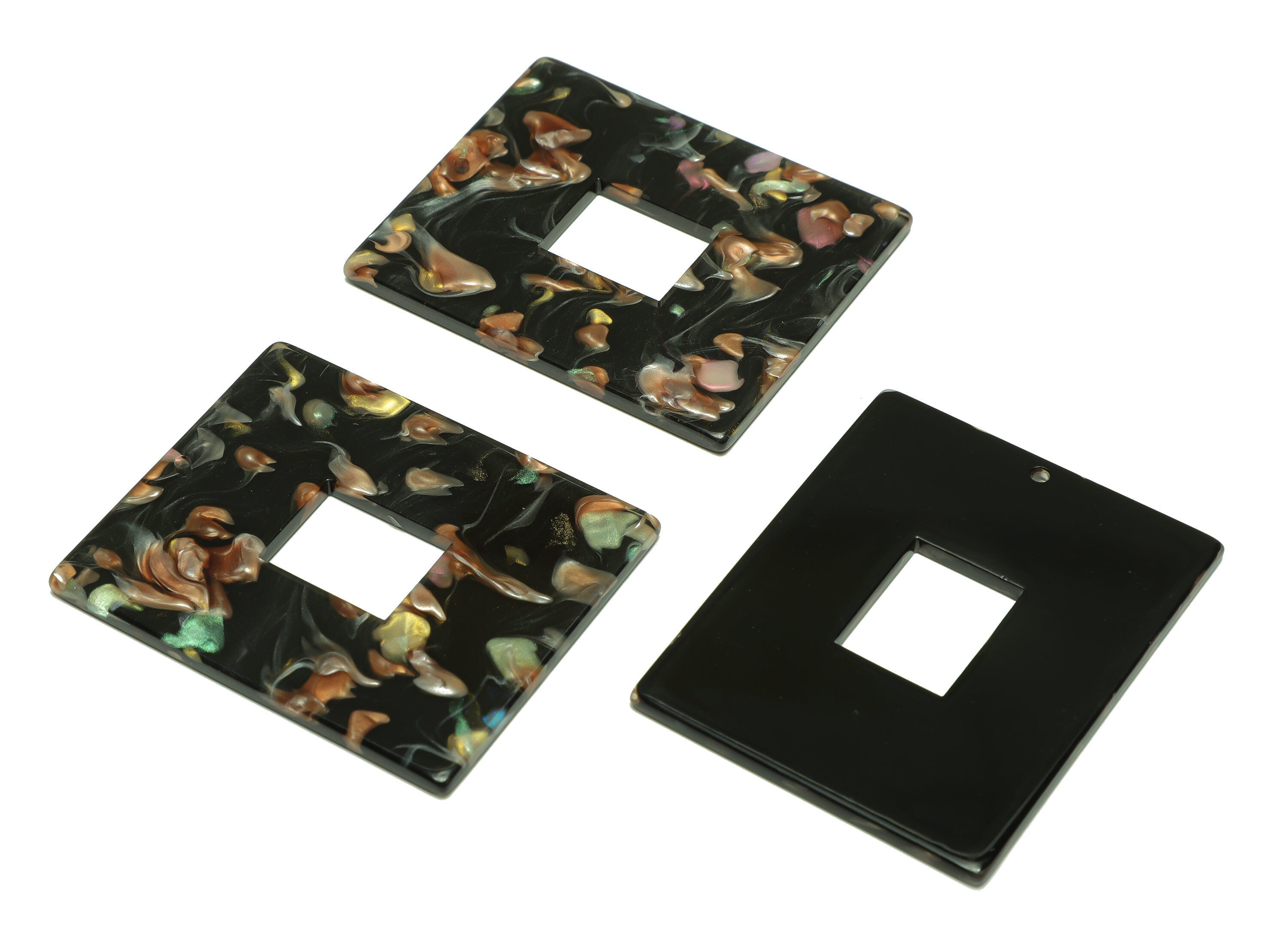Acetate Rectangle Charm - Acetate Big Rectangle Pendant - Acetate Earring Charm - Code:A949 - 49x39.89x2mm - AC2614-A949 - DOMEDBAZAAR