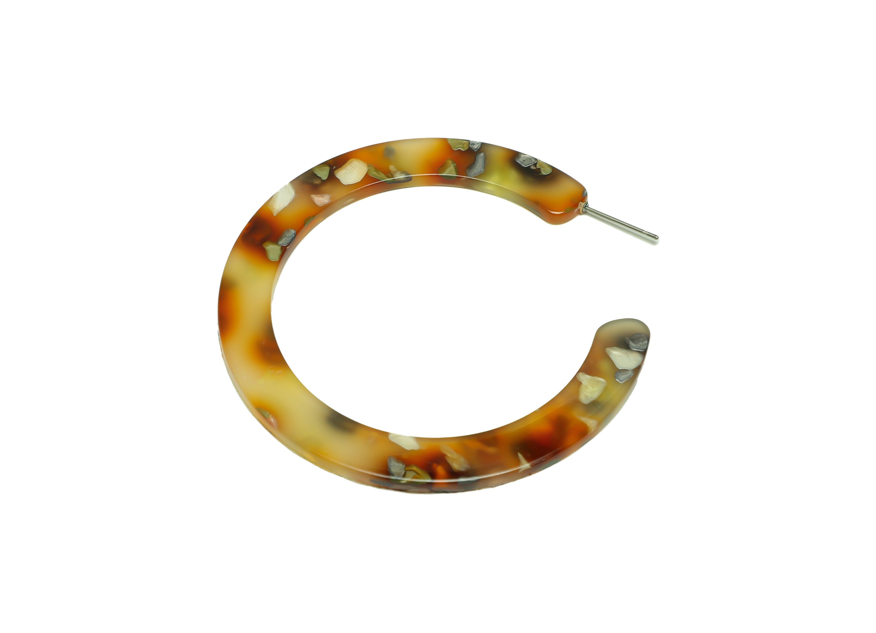 Acrylic Open Hoop Earrings Stud - Acrylic Hoop Earring - Acrylic Round Earring Post - Open Circle - Color Code:607 - 62x60x2mm - AC2615-A607 - DOMEDBAZAAR