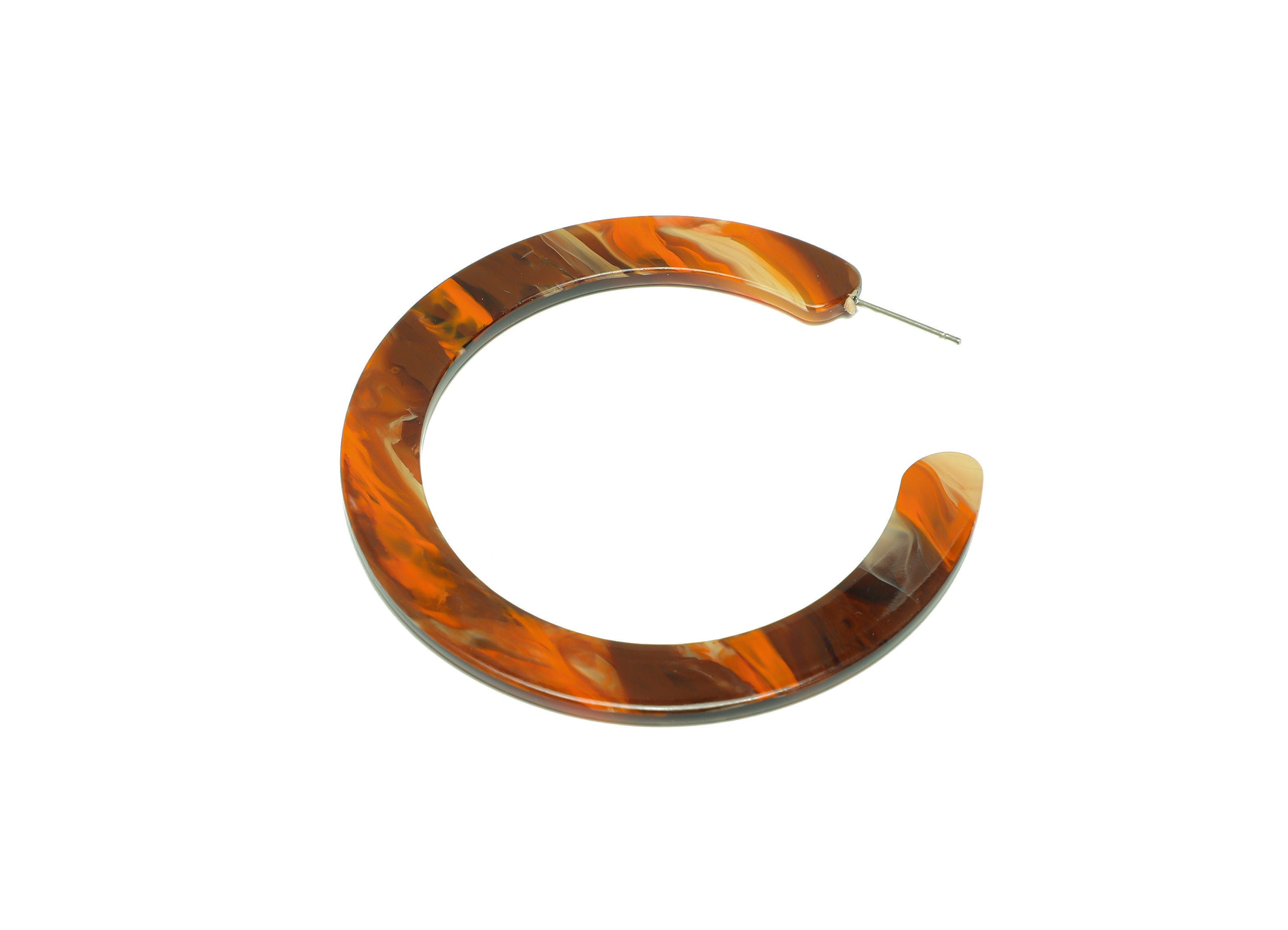 Acrylic Open Hoop Earrings Stud - Acrylic Hoop Earring - Acrylic Round Earring Post - Open Circle - Color Code:937 - 61x60x2mm - AC2615-A937 - DOMEDBAZAAR