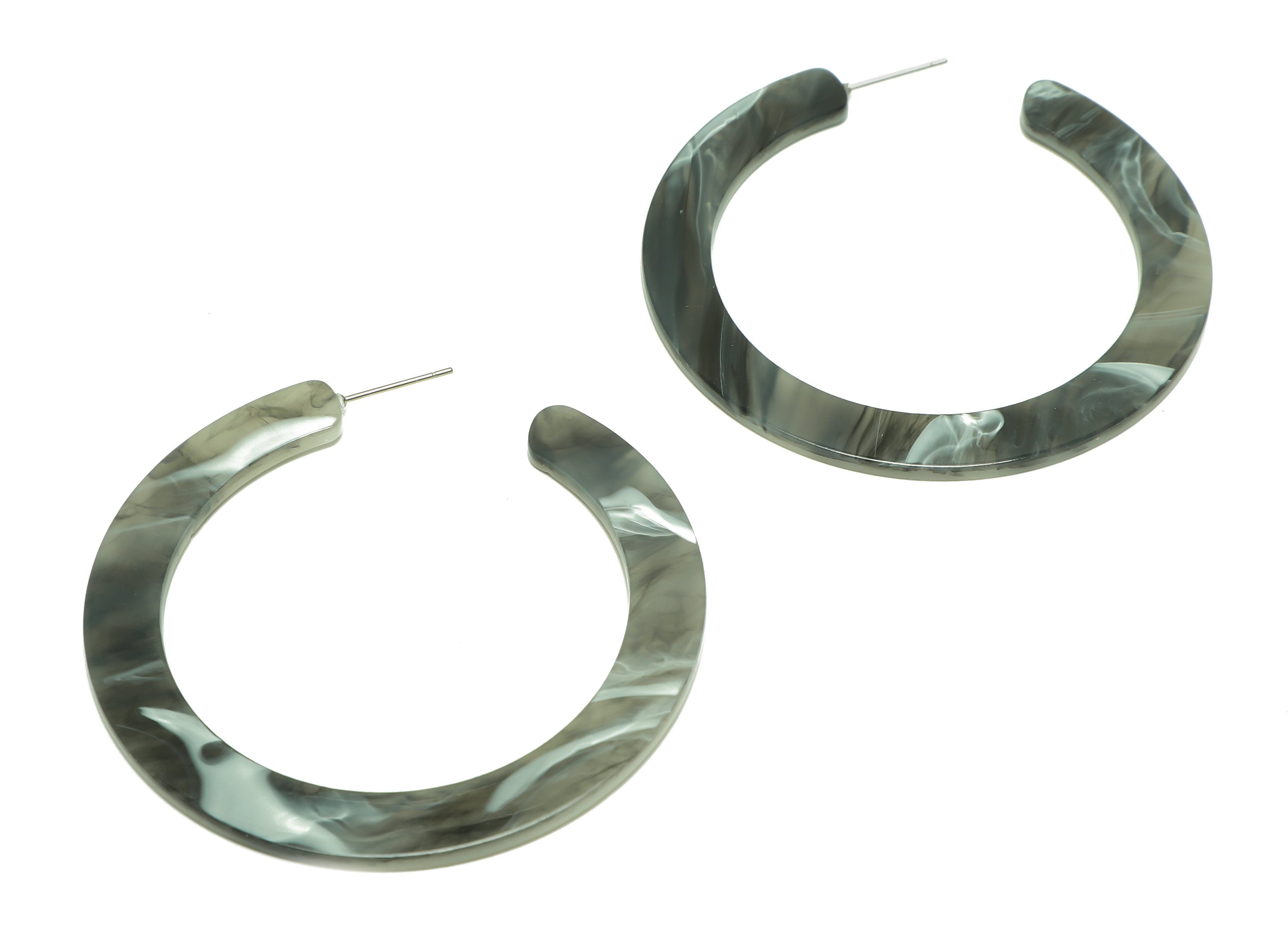 Acrylic Open Hoop Earrings Stud - Acrylic Hoop Earring - Acrylic Round Earring Post - Smoke Color - Color Code:972 -61x60x2mm - AC2615-A972 - DOMEDBAZAAR