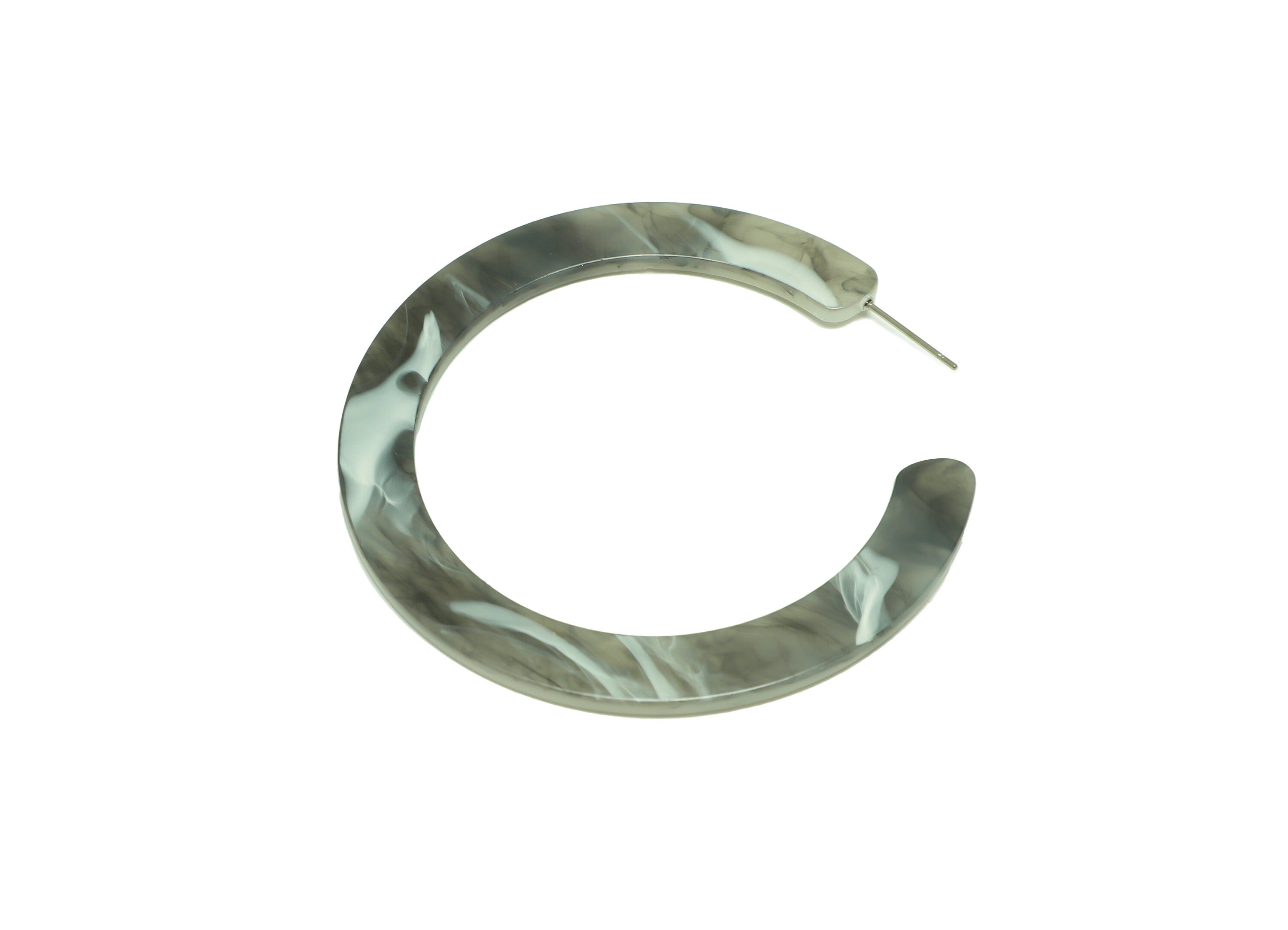 Acrylic Open Hoop Earrings Stud - Acrylic Hoop Earring - Acrylic Round Earring Post - Smoke Color - Color Code:972 -61x60x2mm - AC2615-A972 - DOMEDBAZAAR