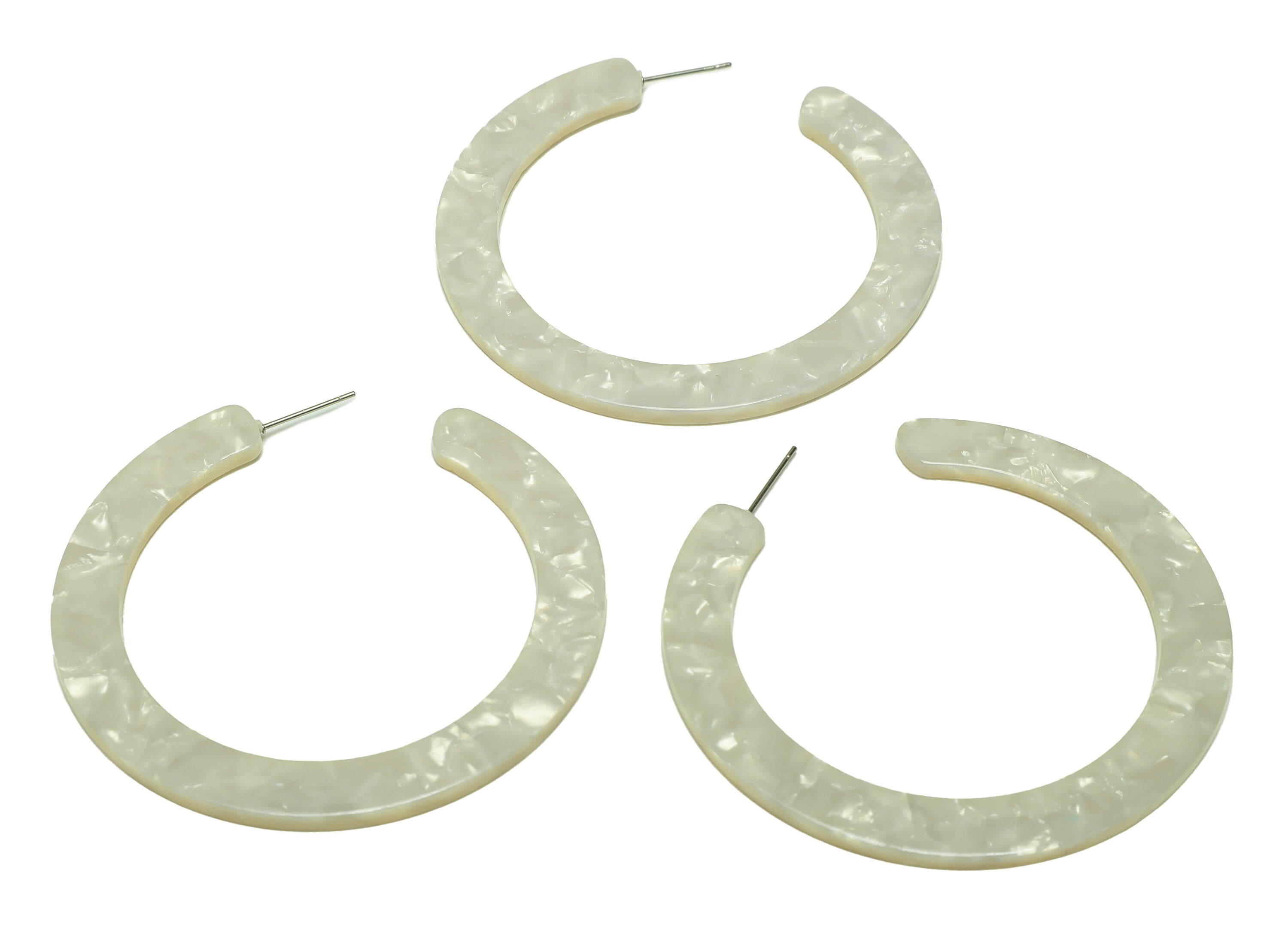Acetate Open Hoop Earrings Stud - Acetate Hoop Earring -Acetate Round Earring Post - Open Circle - Color Code:12 - 61x60x2mm - AC2615-A12 - DOMEDBAZAAR