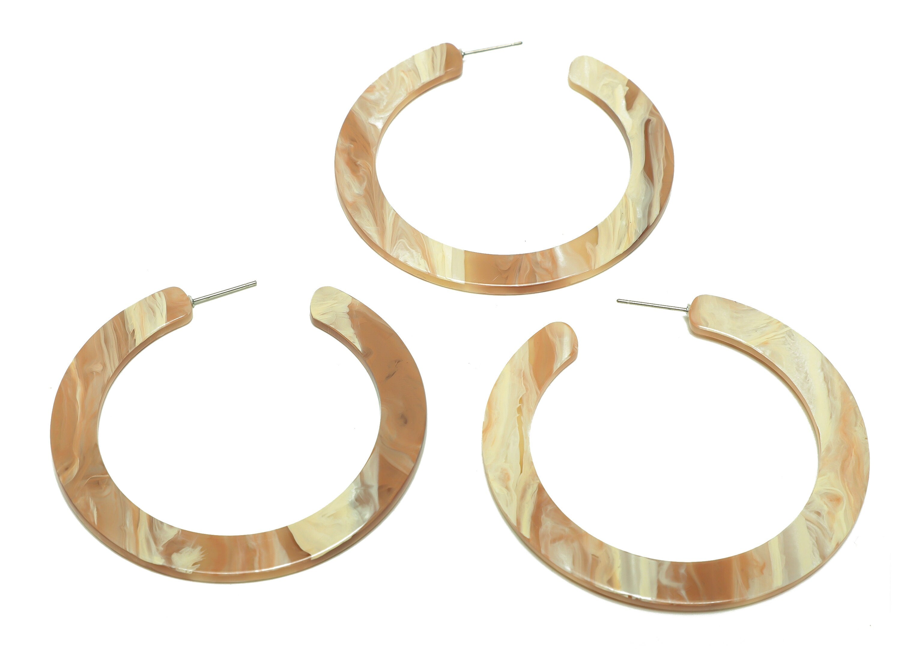 Acrylic Open Hoop Earrings Stud - Acrylic Hoop Earring - Acrylic Round Earring Post - Open Circle - Color Code:961 - 61x60x2mm - AC2615-A961 - DOMEDBAZAAR
