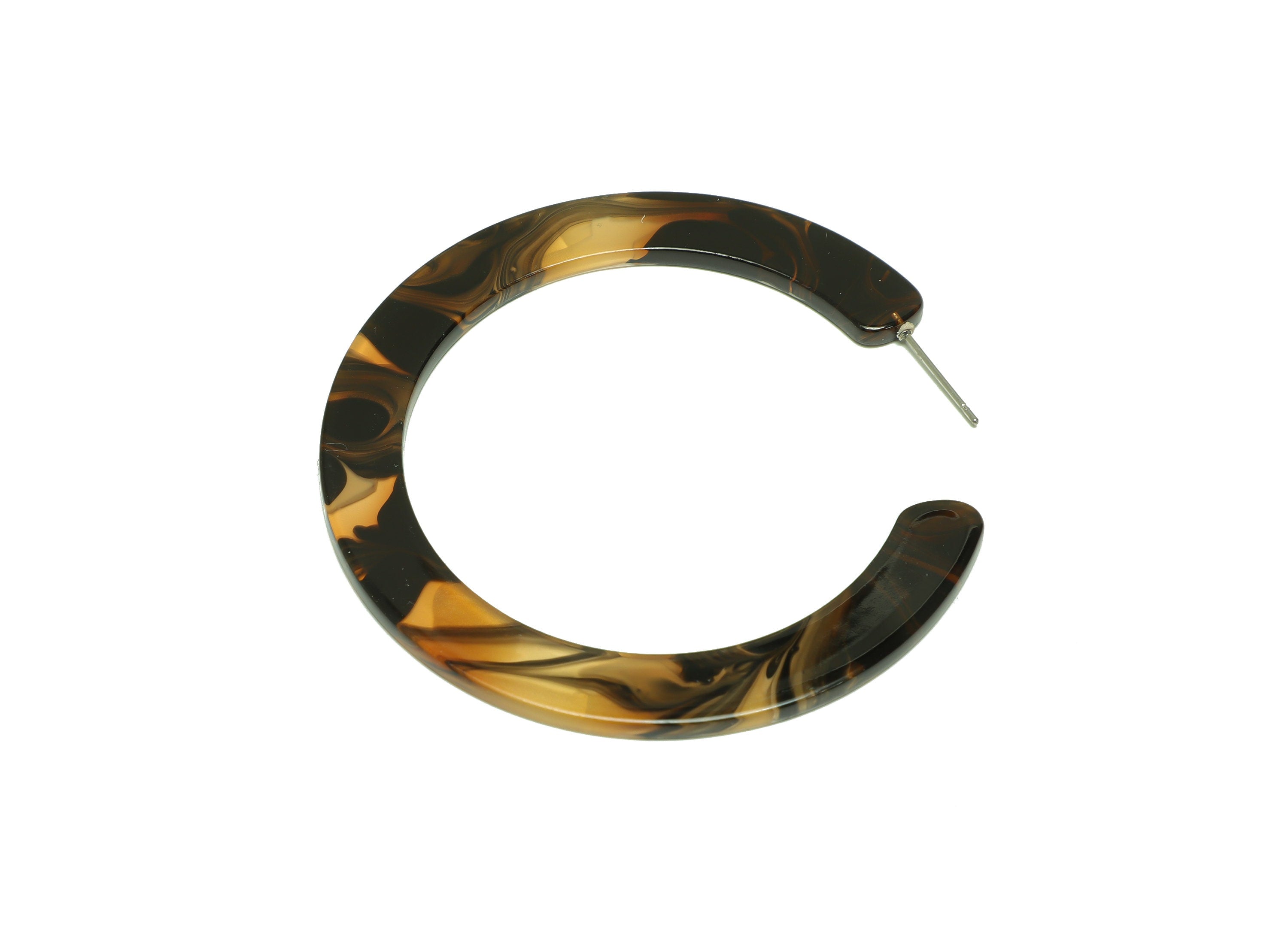 Acrylic Open Hoop Earrings Stud - Acrylic Hoop Earring - Acrylic Round Earring Post - Coffee Color - Color Code:931 -61x60x2mm - AC2615-A931 - DOMEDBAZAAR