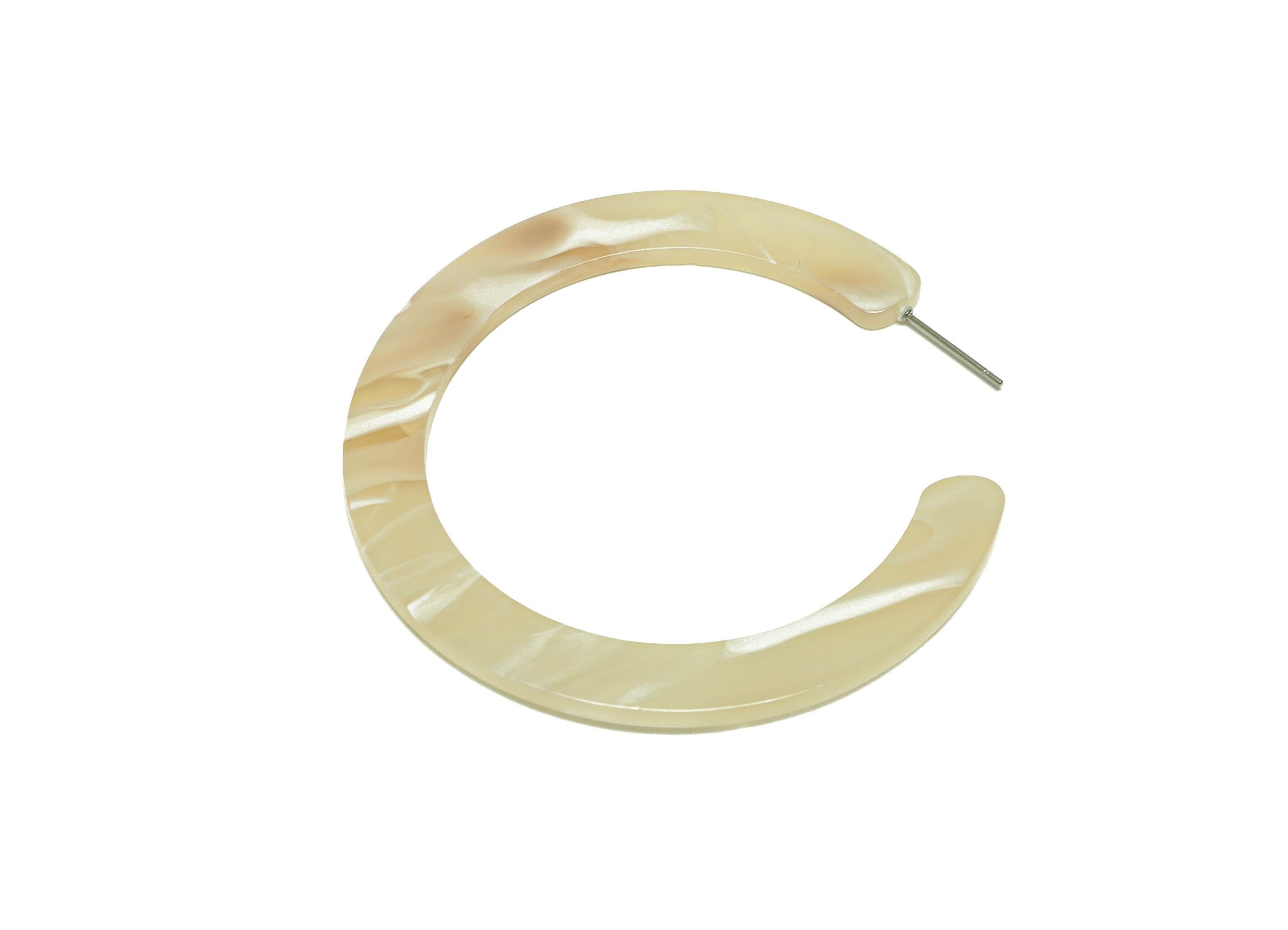 Acrylic Open Hoop Earrings Stud - Acrylic Hoop Earring - Acrylic Round Earring Post - Open Circle - Color Code:966 - 61x60x2mm - AC2615-A966 - DOMEDBAZAAR