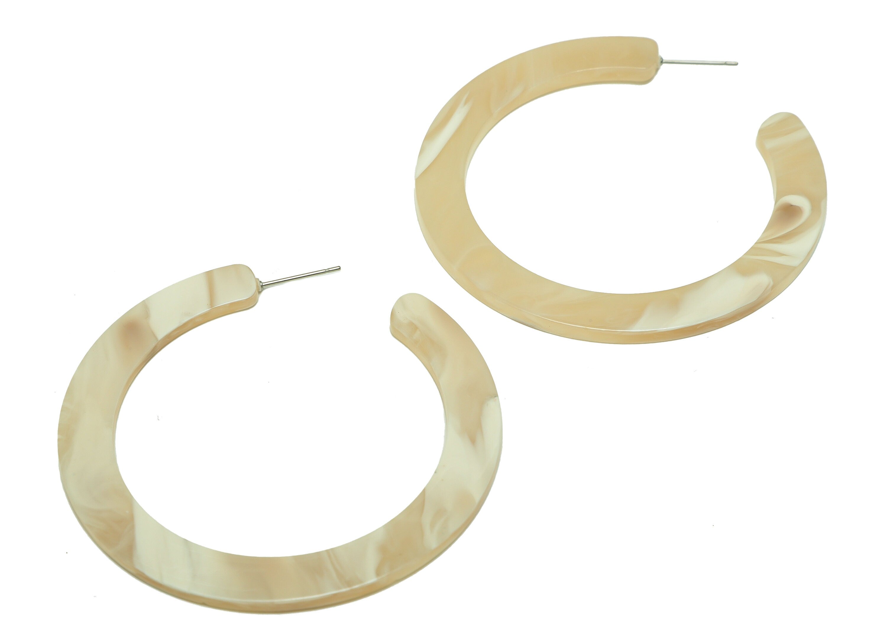 Acrylic Open Hoop Earrings Stud - Acrylic Hoop Earring - Acrylic Round Earring Post - Open Circle - Color Code:966 - 61x60x2mm - AC2615-A966 - DOMEDBAZAAR