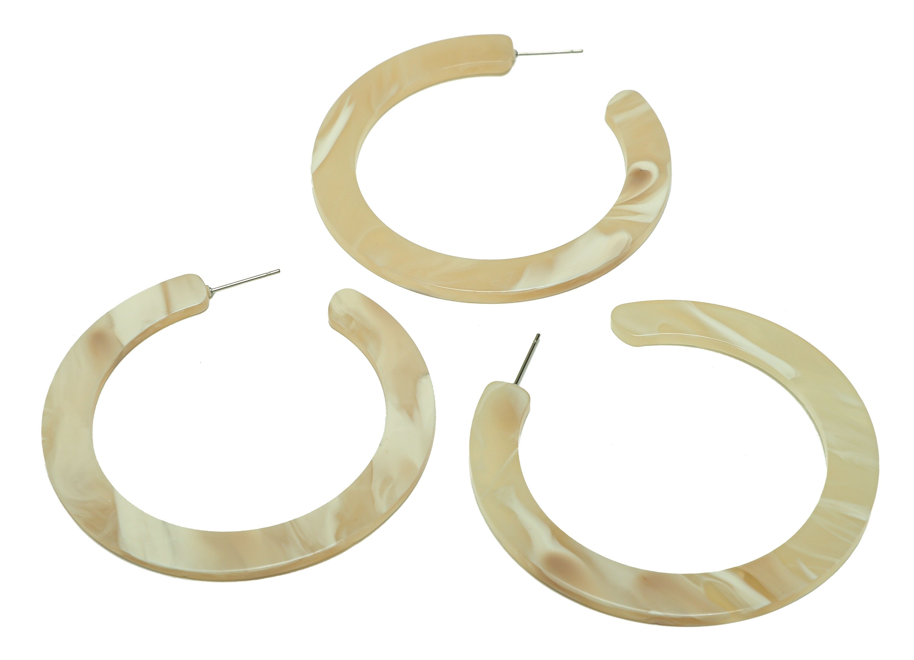 Acrylic Open Hoop Earrings Stud - Acrylic Hoop Earring - Acrylic Round Earring Post - Open Circle - Color Code:966 - 61x60x2mm - AC2615-A966 - DOMEDBAZAAR