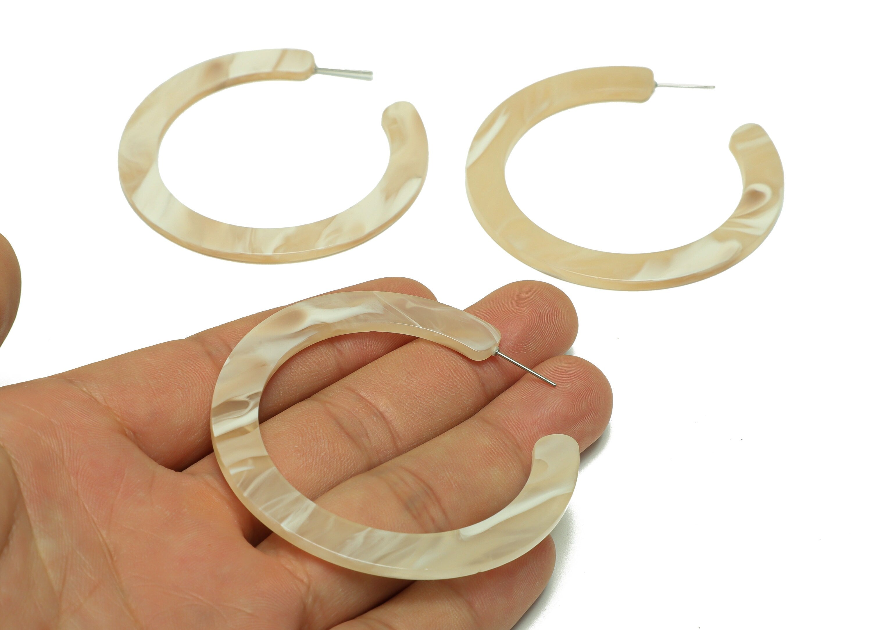 Acrylic Open Hoop Earrings Stud - Acrylic Hoop Earring - Acrylic Round Earring Post - Open Circle - Color Code:966 - 61x60x2mm - AC2615-A966 - DOMEDBAZAAR