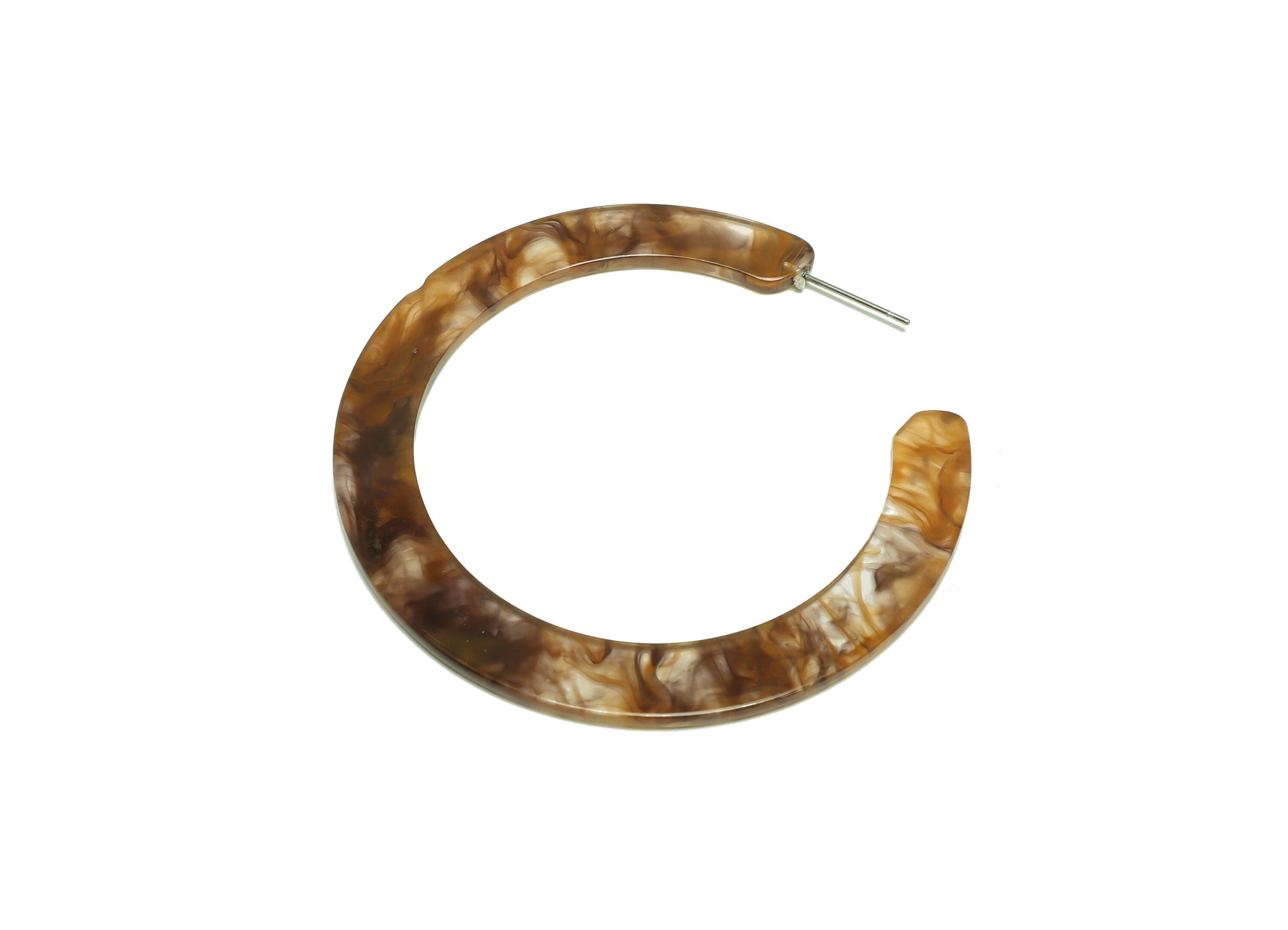 Acrylic Open Hoop Earrings Stud - Acrylic Hoop Earring - Acrylic Round Earring Post - Open Circle - Color Code:959 - 61x60x2mm - AC2615-A959 - DOMEDBAZAAR