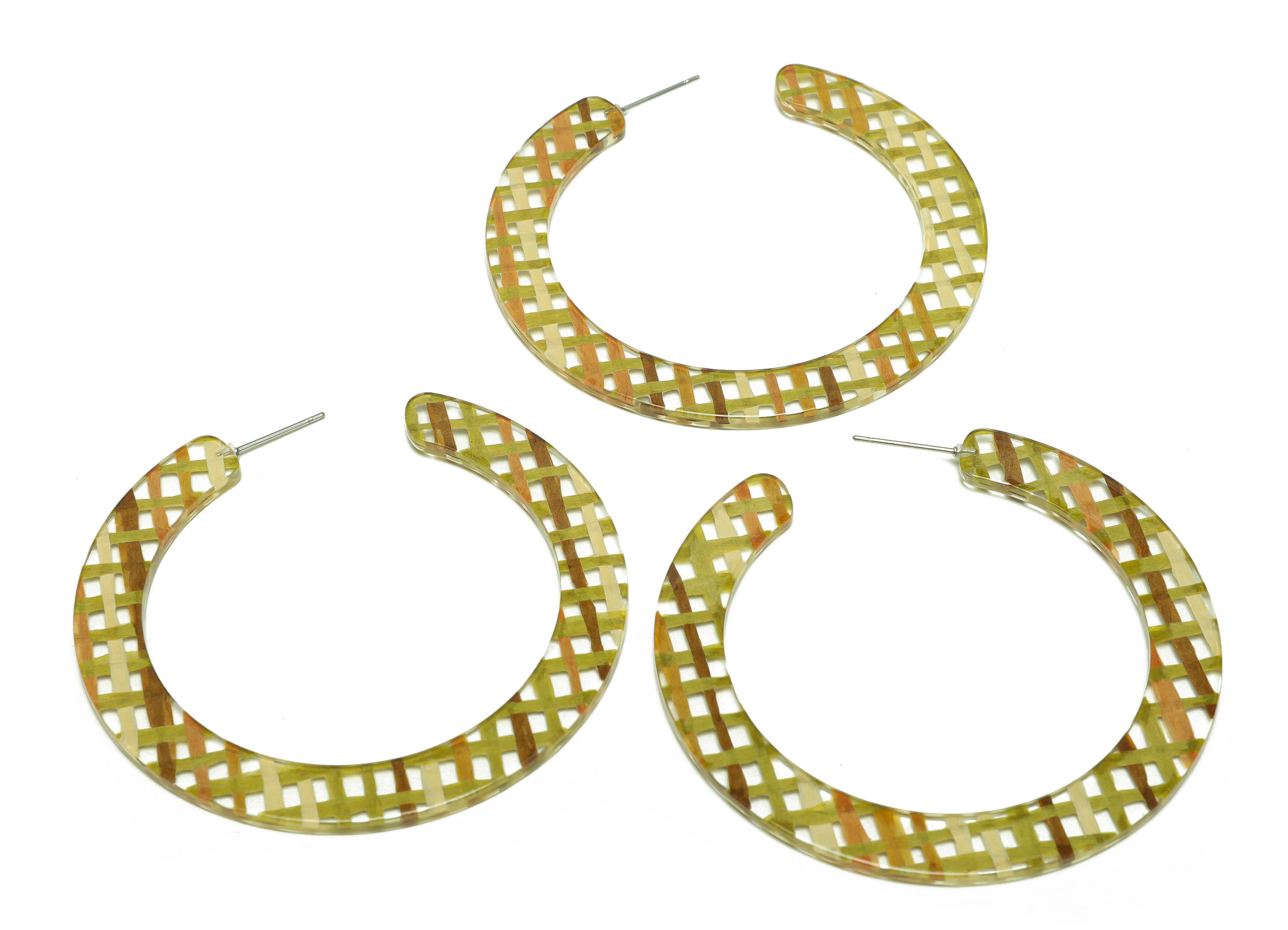 Acrylic Open Hoop Earrings Stud - Acrylic Hoop Earring - Acrylic Round Earring Post - Open Circle - Color Code:974 - 61x60x2mm - AC2615-A974 - DOMEDBAZAAR