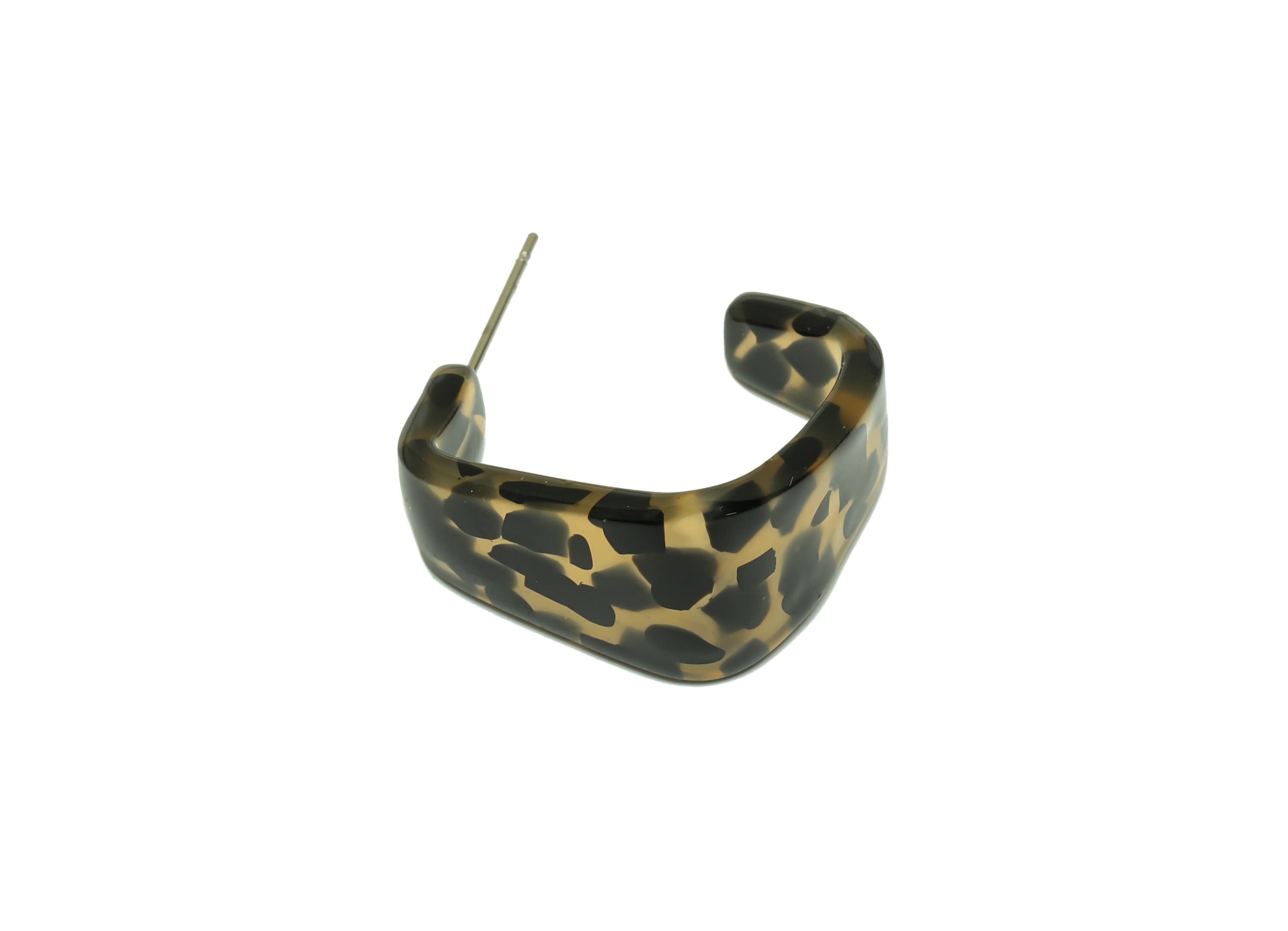 Acetate Hoop Earrings Stud - Acetate Leopard Open Hoop Earring - Acetate Square Earring Post - Color Code:980- 26x21.18x2.8mm - AC2617-A980 - DOMEDBAZAAR