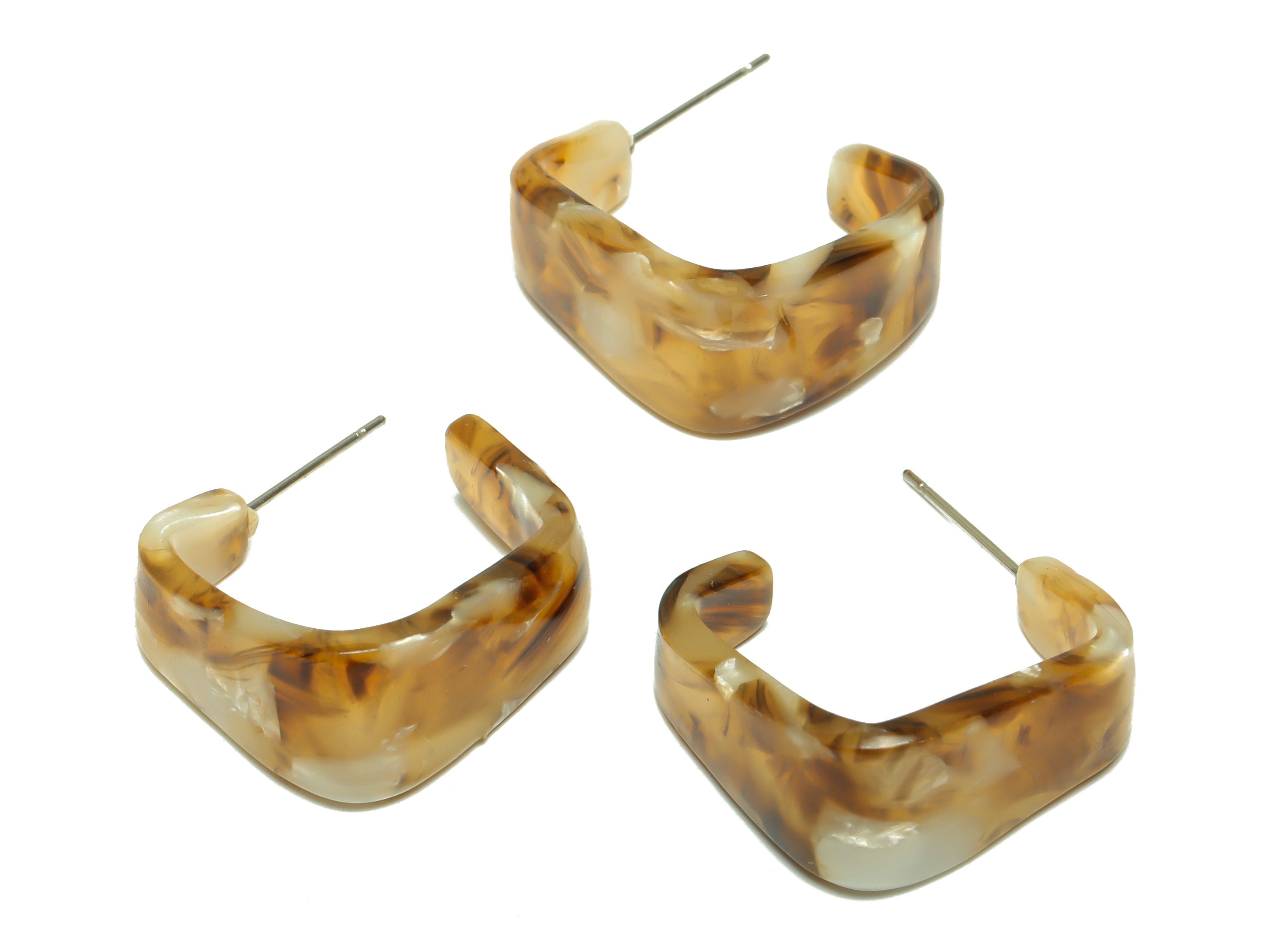 Acetate Hoop Earrings Stud - Acetate Wide Rainbow Earring - Square Earring Post - Color Code:351- 26x21x2.8mm - AC2617-A351 - DOMEDBAZAAR