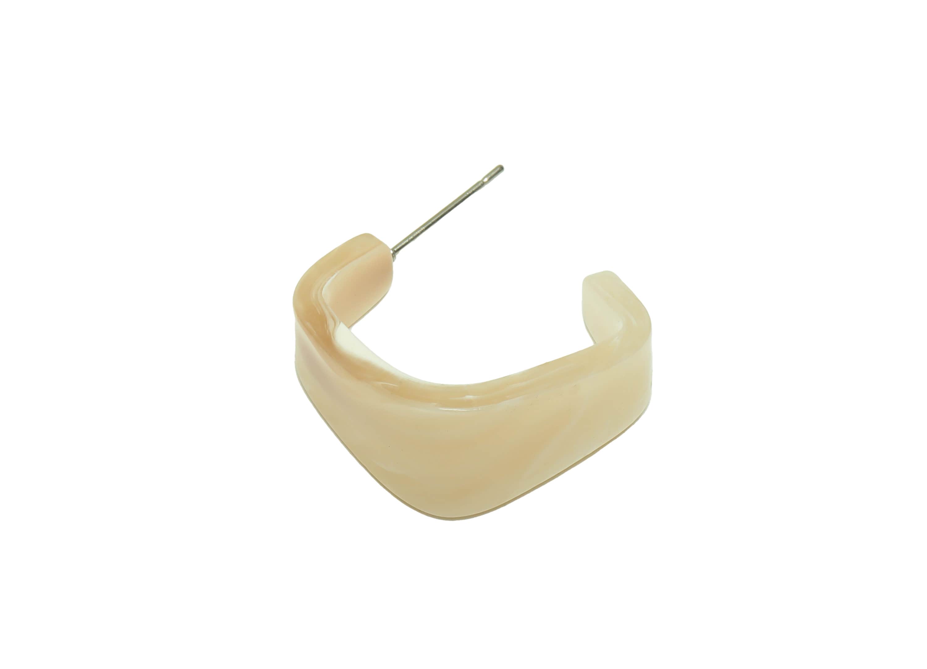 Acrylic Hoop Earrings Stud -Acrylic Wide Hoop Earring - Open Hoop Square Earring Post - Color Code:966- 26x21x2.8mm - AC2617-A966 - DOMEDBAZAAR
