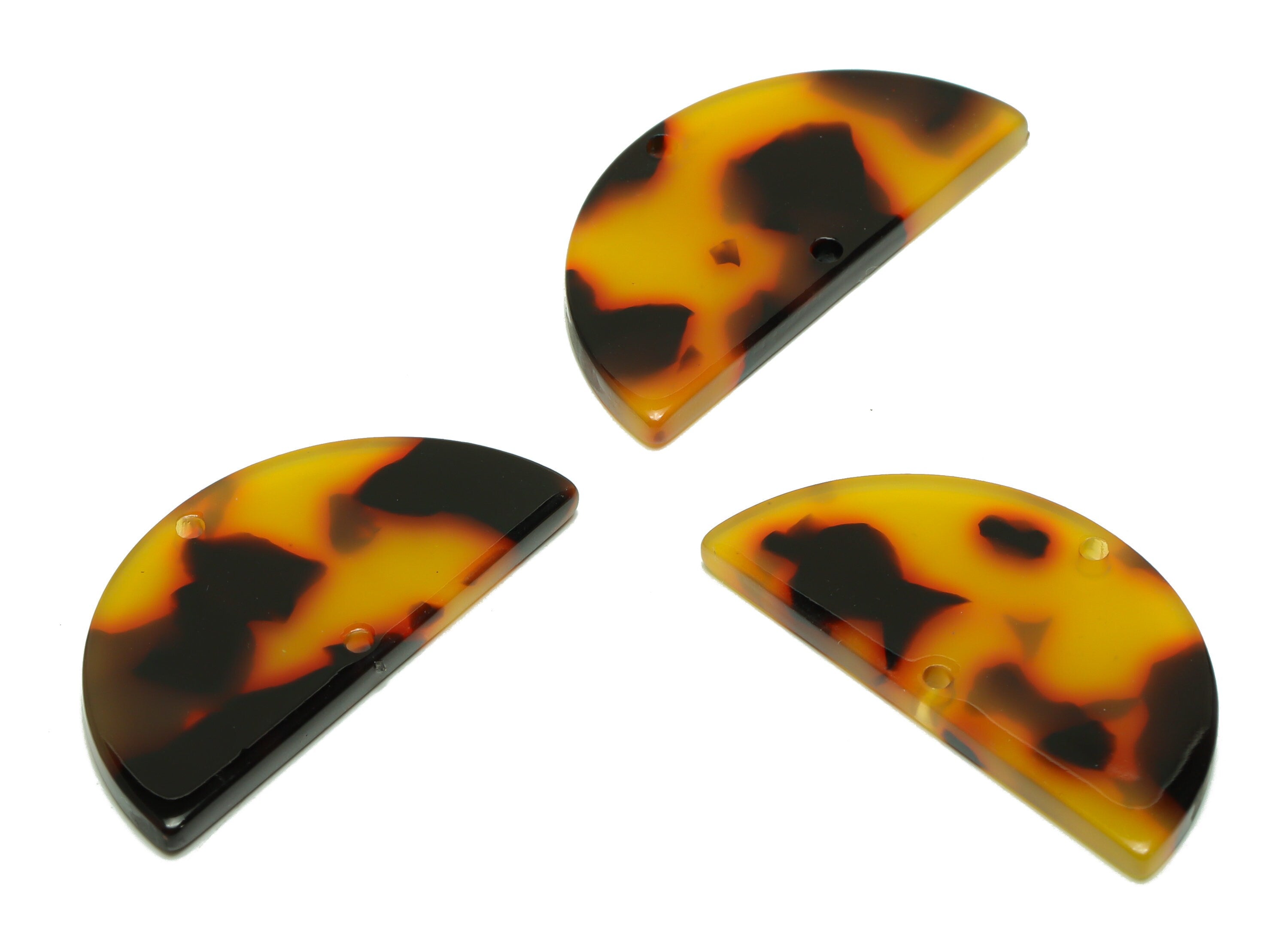 Acetate Semi Circle Connectors Charms - 2 Holes Half Moon Earrings - Acetate Tortoise Shell  Earring- Color Code:A496-33x16x2mm -AC2619-A496 - DOMEDBAZAAR