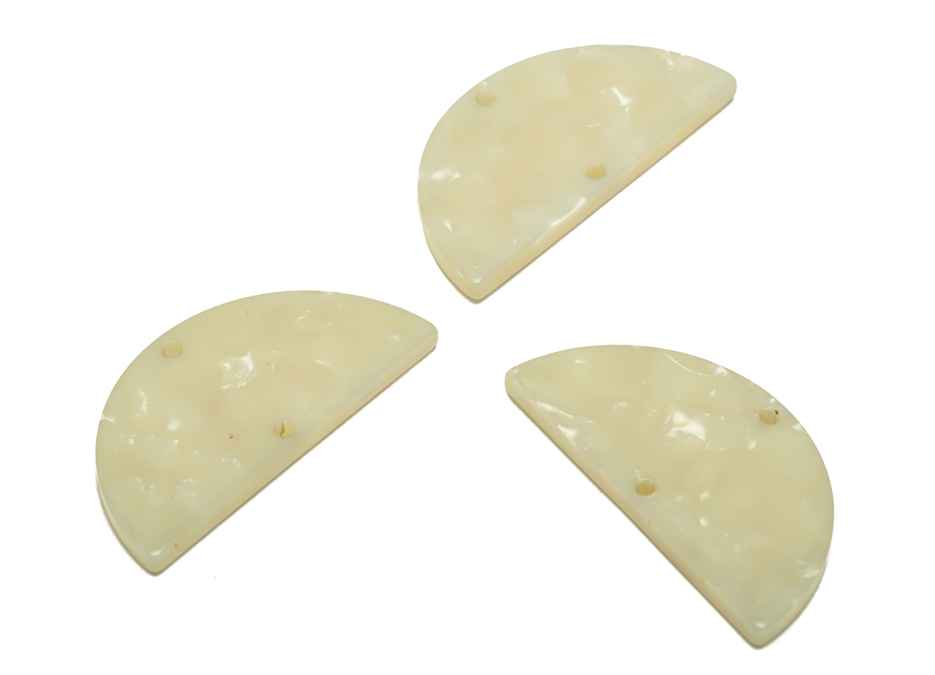 Acetate Semi Circle Connectors Charms - 2 Holes Half Moon Earrings - Acetate Ivory Earring Charm-Color Code:A32 - 33x16x2.77mm - AC2619-A32 - DOMEDBAZAAR