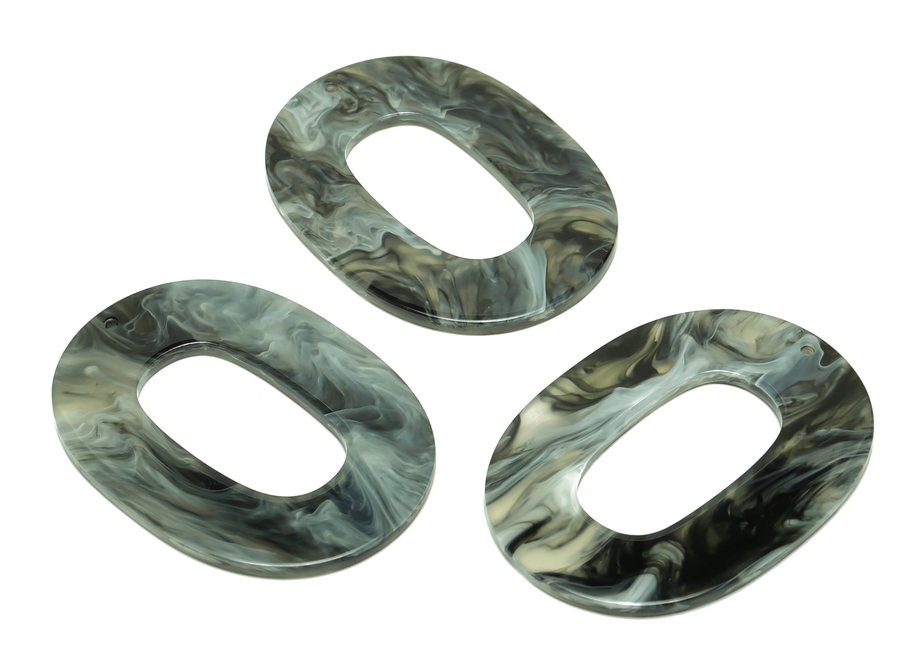 Acrylic Oval Charms - Oval Earrings and Pendant - Geometry Earring Findings - Smoke Acrylic Color- Color Code:A965 - 47x34x2mm - AC2618-A965 - DOMEDBAZAAR