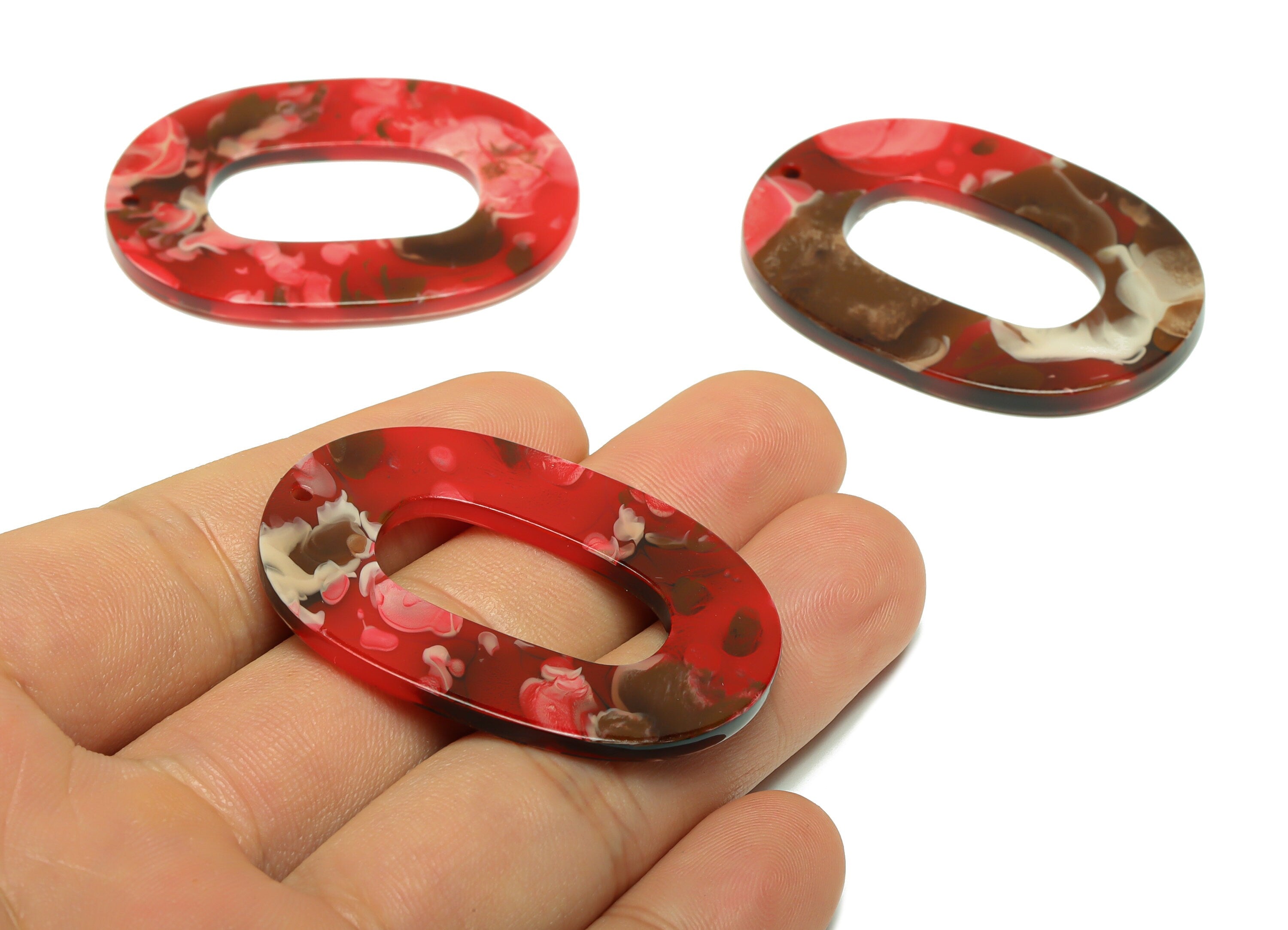 Acrylic Oval Charms - Oval Earrings and Pendant - Geometry Earring Findings - Jewelry Supplies  - Color Code:A981 - 47x34x2mm - AC2618-A981 - DOMEDBAZAAR
