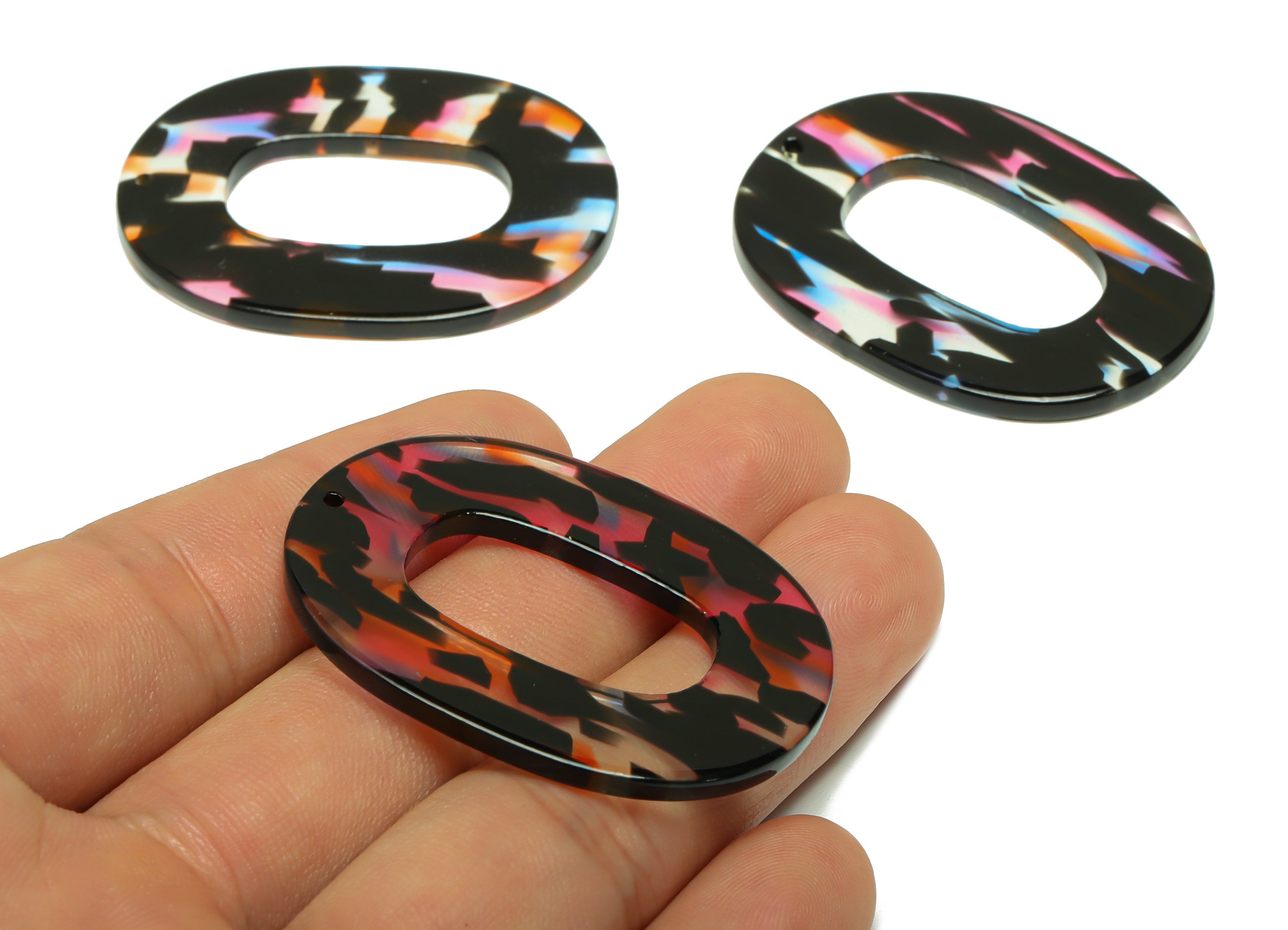 Acetate Oval Charms - Oval Earrings and Pendant - Geometry Earring Findings - Jewelry Supplies  - Color Code:A565 - 47x34x2mm - AC2618-A565 - DOMEDBAZAAR