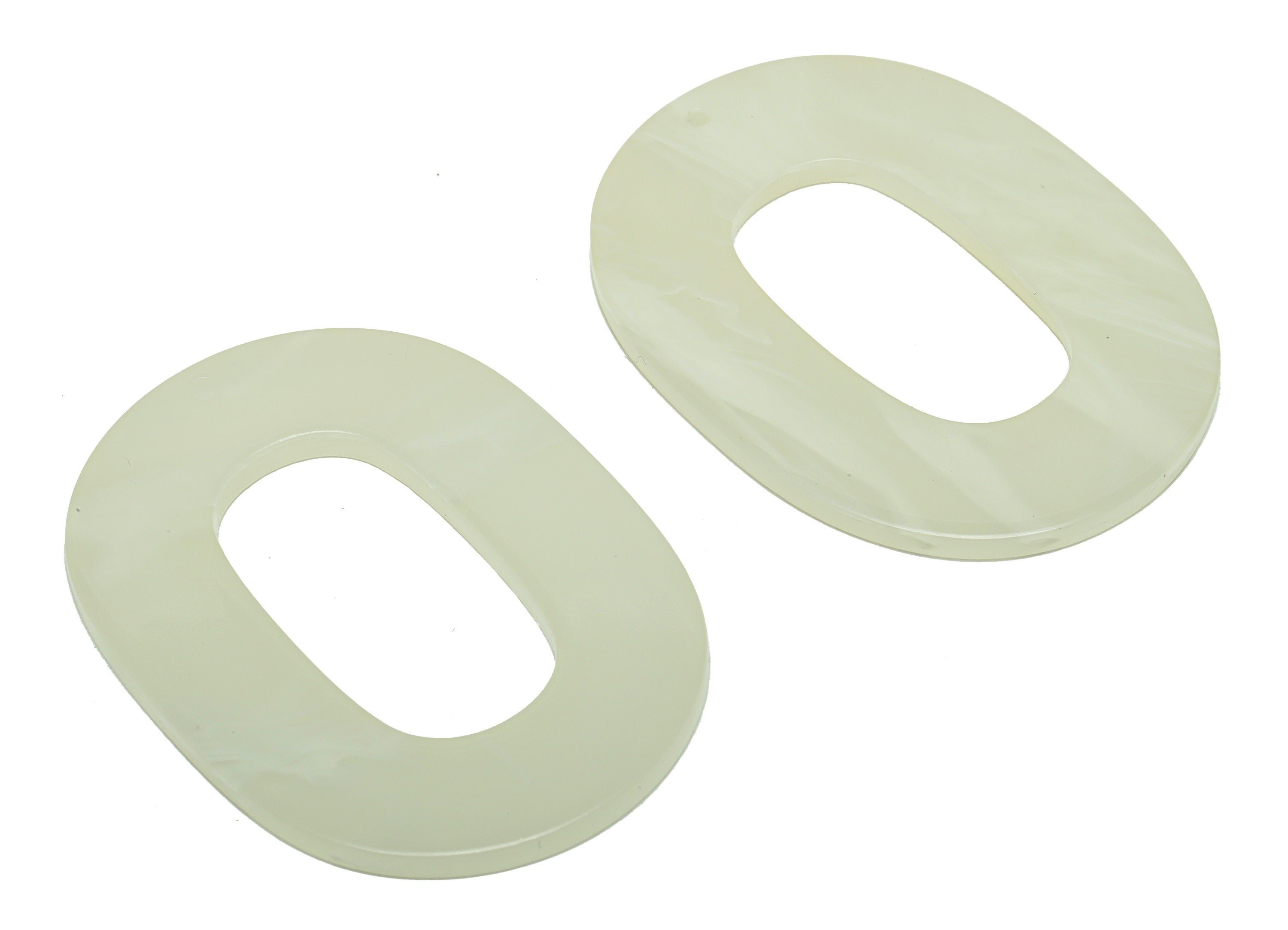 Acrylic Oval Charms - Oval Earrings and Pendant - Geometry Earring Findings -Milky White - Color Code:A520 - 47x34x2mm - AC2618-A520 - DOMEDBAZAAR
