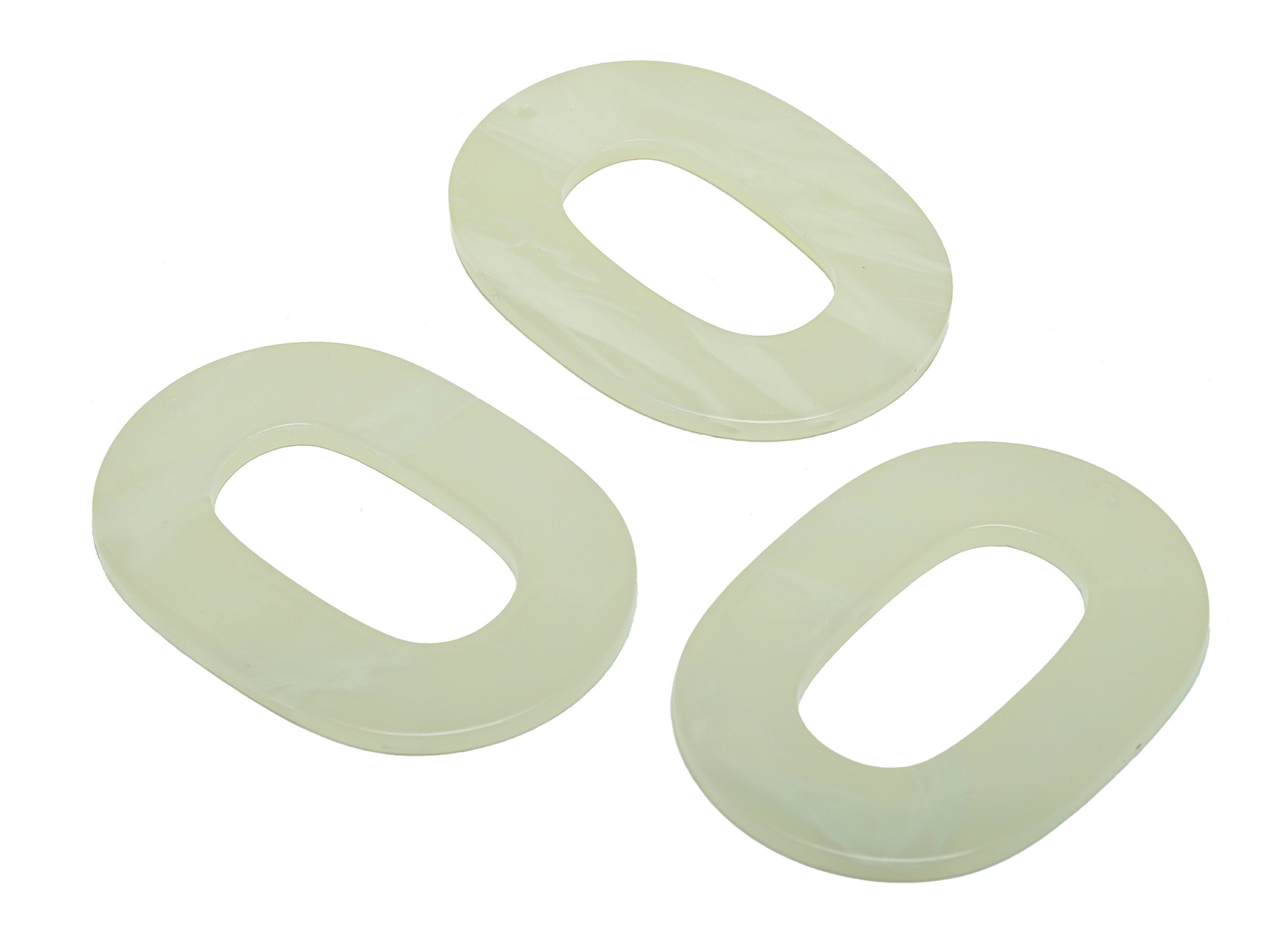 Acrylic Oval Charms - Oval Earrings and Pendant - Geometry Earring Findings -Milky White - Color Code:A520 - 47x34x2mm - AC2618-A520 - DOMEDBAZAAR