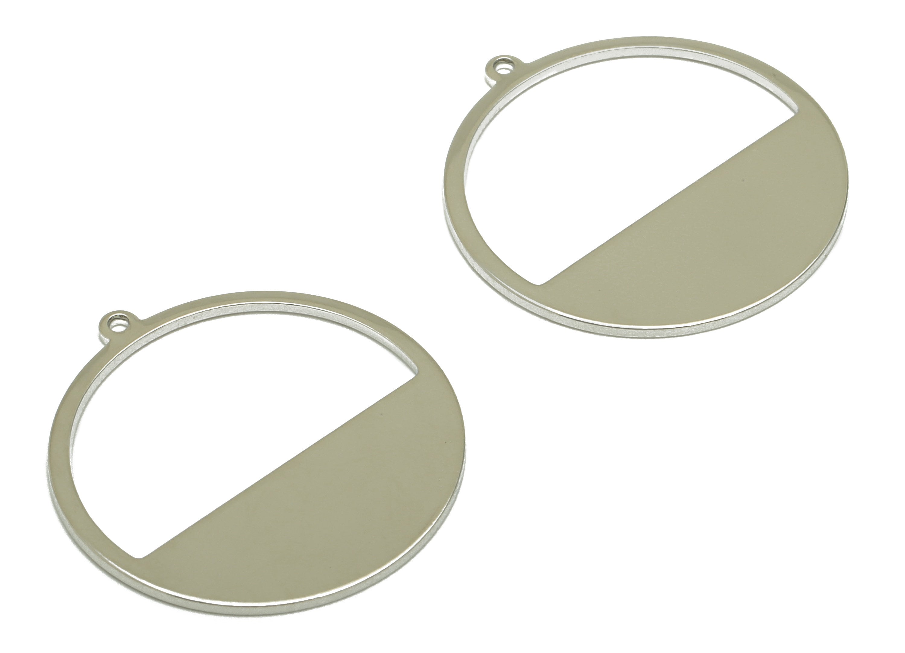 Brass Circle Charms - Brass Round Earring Charm - Brass Circle Pendant - 18K Real White Gold - 25.54x23.99x0.87mm - RGP6718S - DOMEDBAZAAR