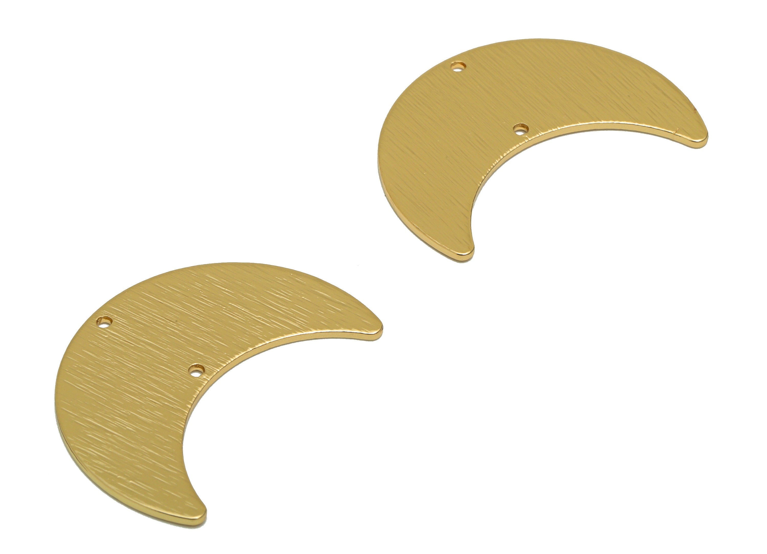Brass Crescent Connector For Earring -Brass Textured Moon Connector For Necklace - KC Gold Tone Plating - 28.06x19.69x0.82mm - PP3385G - DOMEDBAZAAR