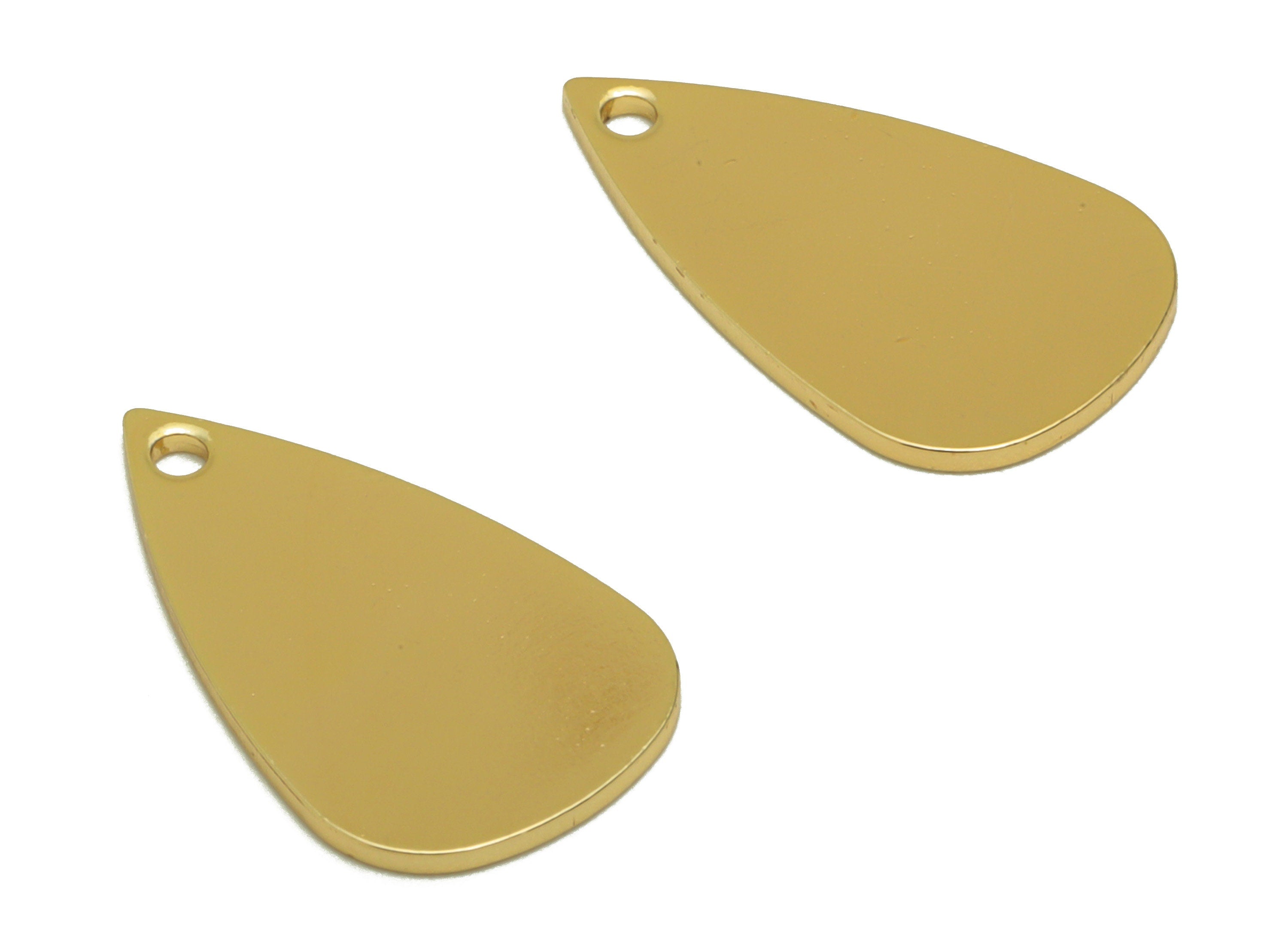 Brass Earring Drop Charm - Teardrop Earring Charm - For Necklace- Brass Drop Pendant - 18K Real Gold Plating - 17.89x10.8x0.82mm - RGP6716 - DOMEDBAZAAR
