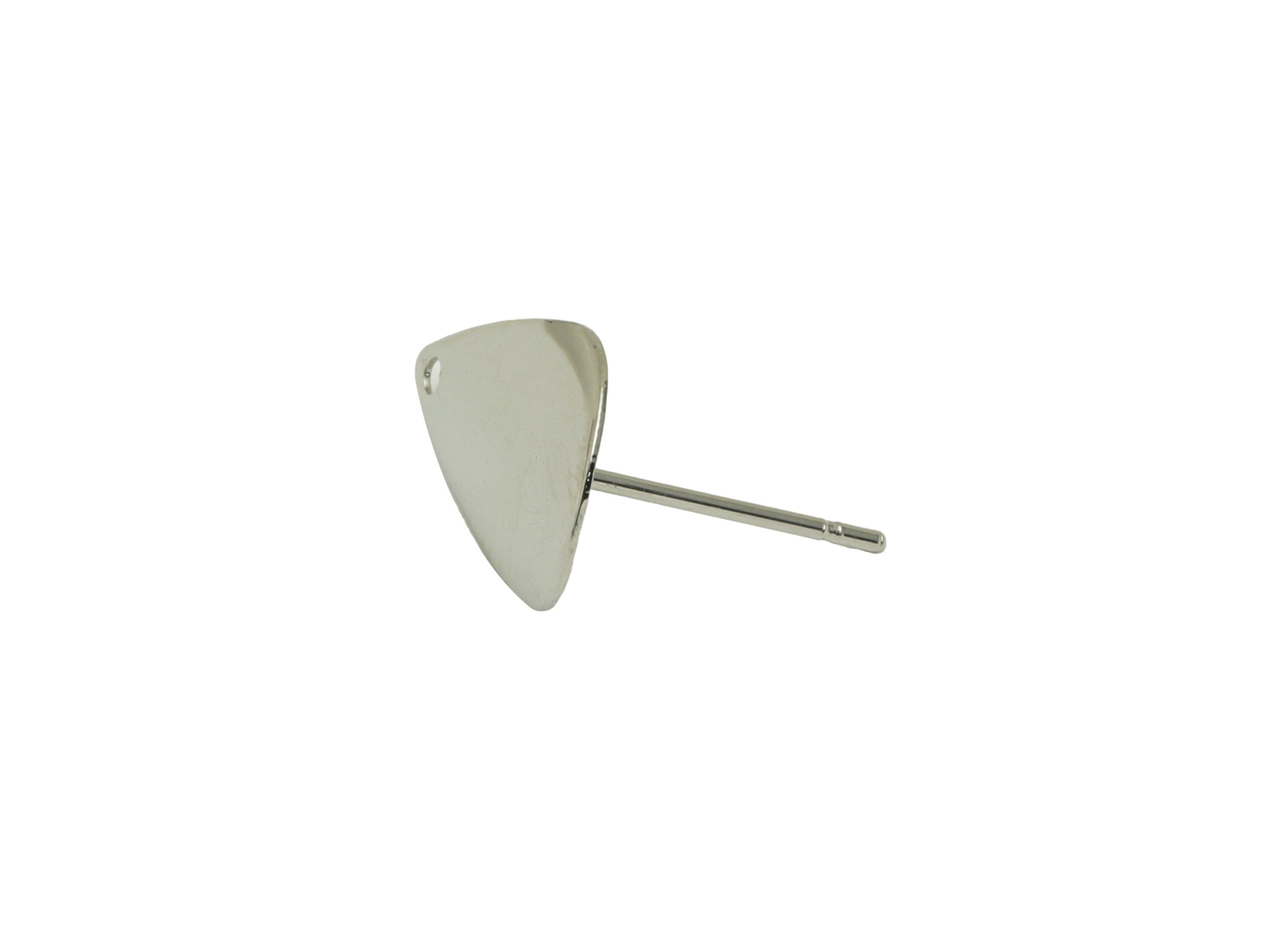 Brass Drop Earring Posts - Brass Teardrop Earring Stud - Stainless Steel Stud - 18K Real White Gold - 14.5x9.66x0.63mm - RGP5179S - DOMEDBAZAAR