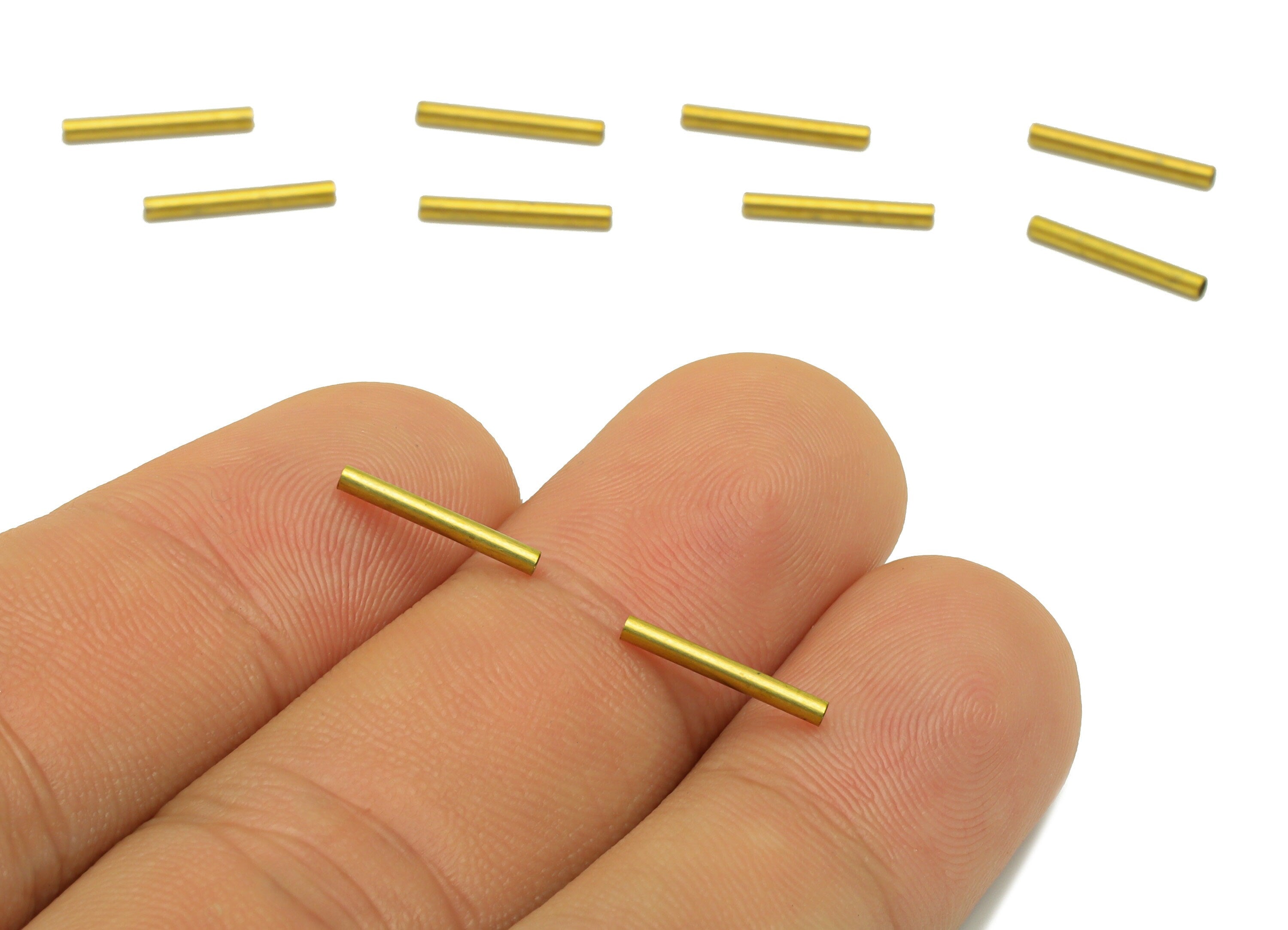 Round Brass Himmeli Tubes - Raw Brass Himmeli DIY Tube Beads - Circle Pipes for Geometric Shapes - For Air Plants -12x1.44 x 1.43mm- PP8620 - DOMEDBAZAAR