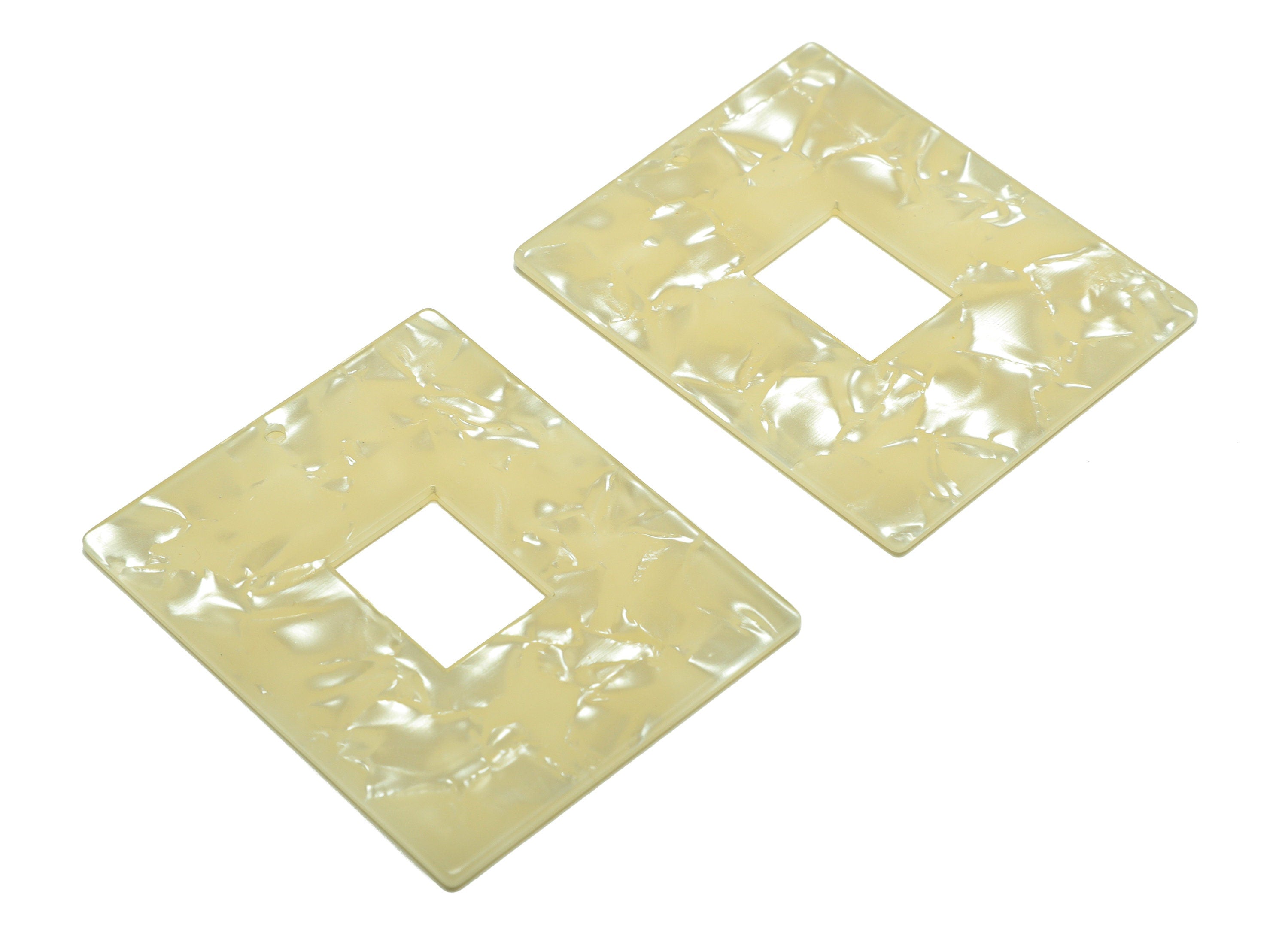 Acrylic White Charm - Rectangle Marble Pendant - Shell Looking Acrylic - Big Rectangle Earring Charm - 49.x39.83x2.45mm - AC2614-A31 - DOMEDBAZAAR