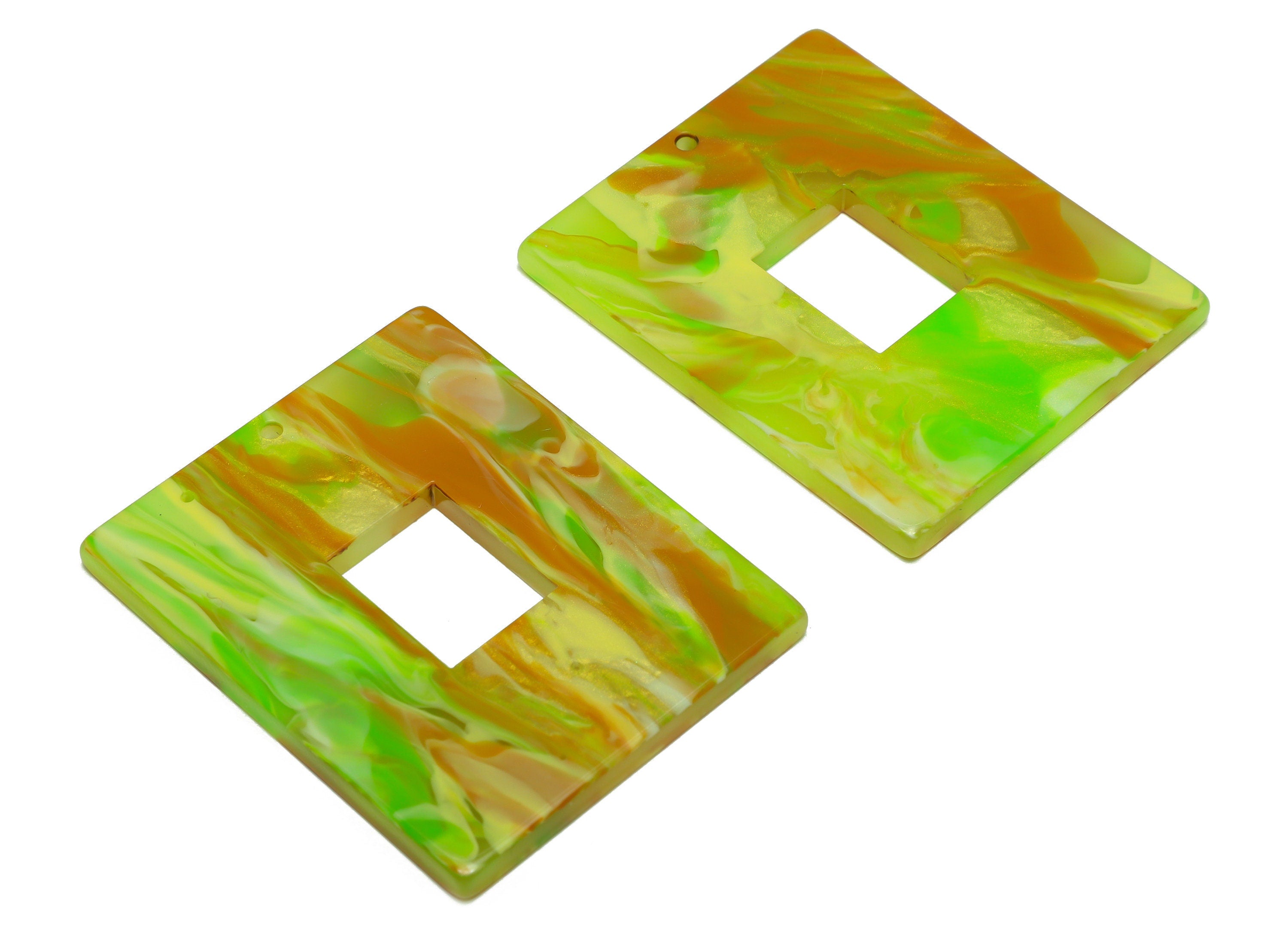 Acrylic Rectangle Earring Charm - Rectangle Farmland Pendant - Acrylic Spring Painting Earring Charm - 49x39x3mm - AC2614-A953 - DOMEDBAZAAR