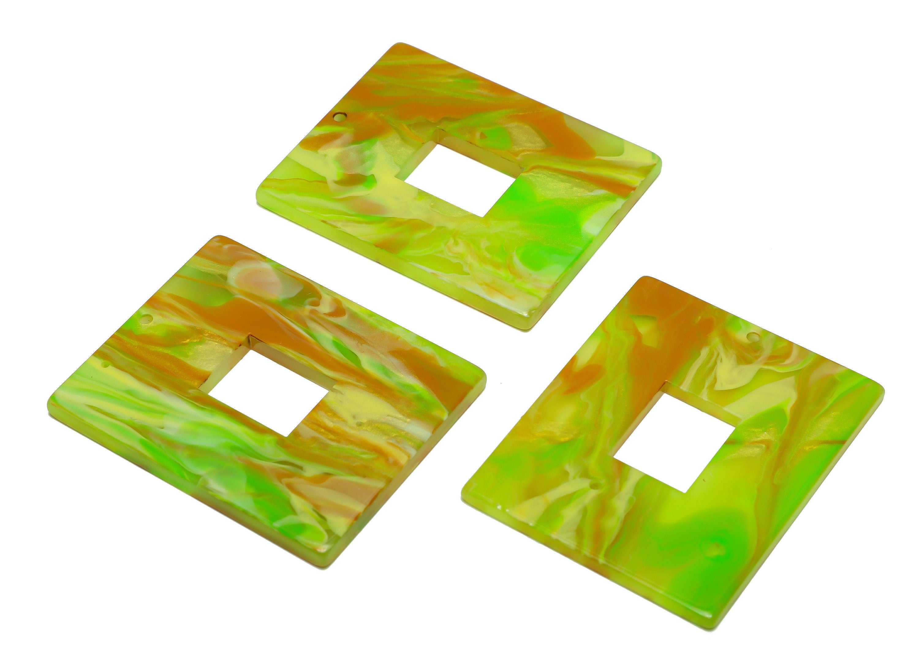 Acrylic Rectangle Earring Charm - Rectangle Farmland Pendant - Acrylic Spring Painting Earring Charm - 49x39x3mm - AC2614-A953 - DOMEDBAZAAR