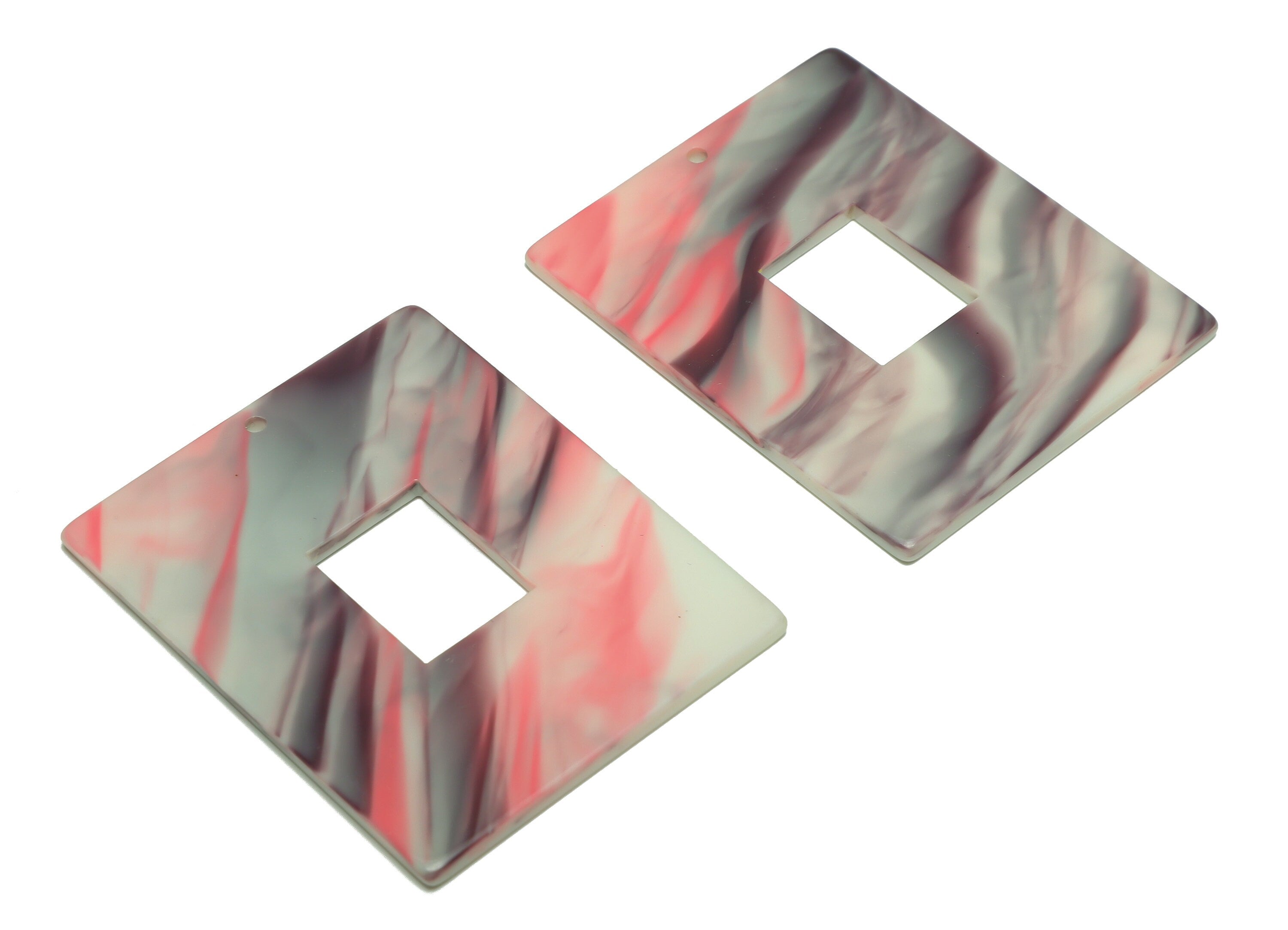 Acrylic Rectangle Earring Charm - Geometry Mix Color Pendant - Acrylic Earring Charm - Jewelry Making - Code: A511 - 49x39x2mm - AC2614-A511 - DOMEDBAZAAR