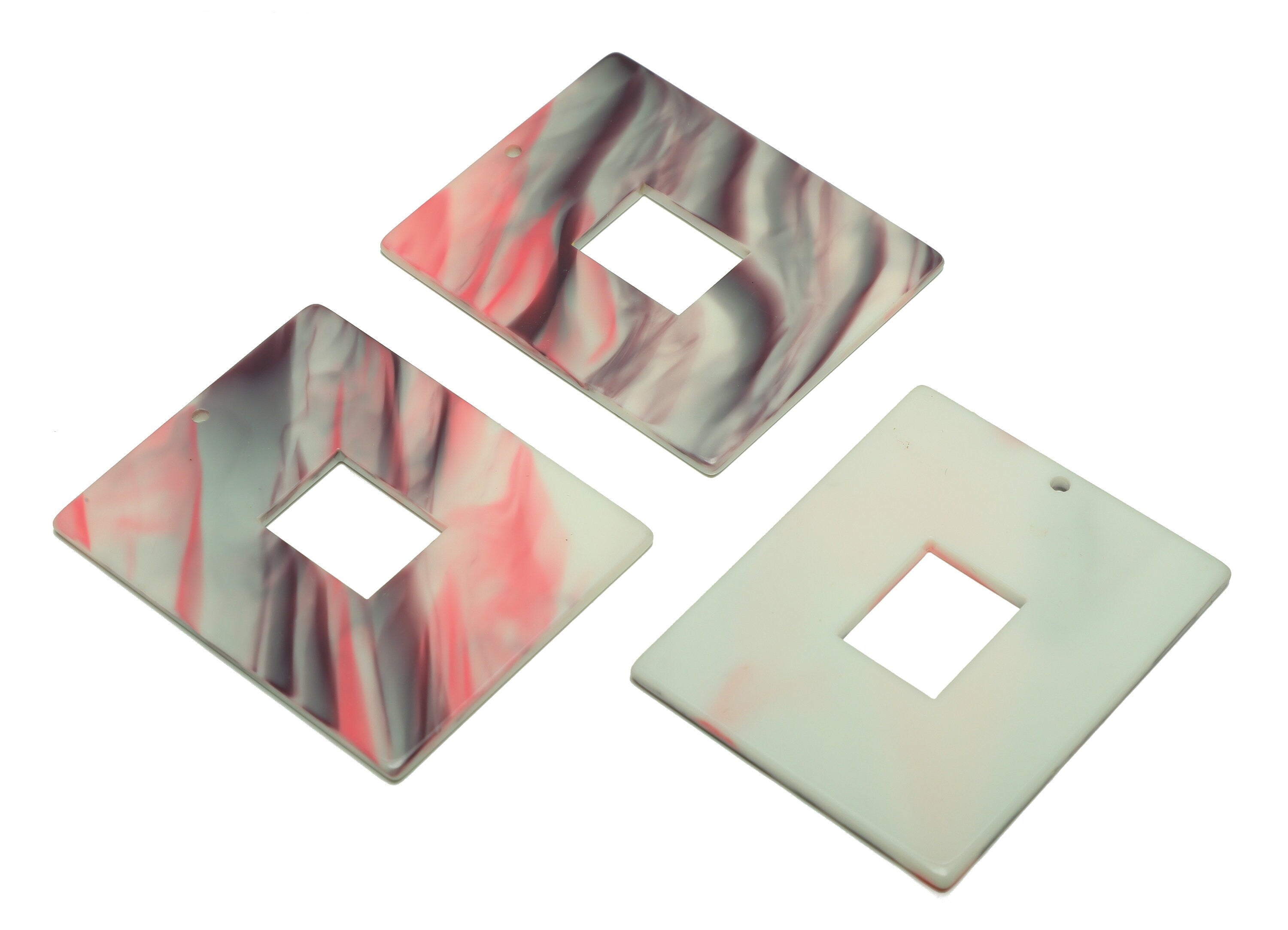 Acrylic Rectangle Earring Charm - Geometry Mix Color Pendant - Acrylic Earring Charm - Jewelry Making - Code: A511 - 49x39x2mm - AC2614-A511 - DOMEDBAZAAR