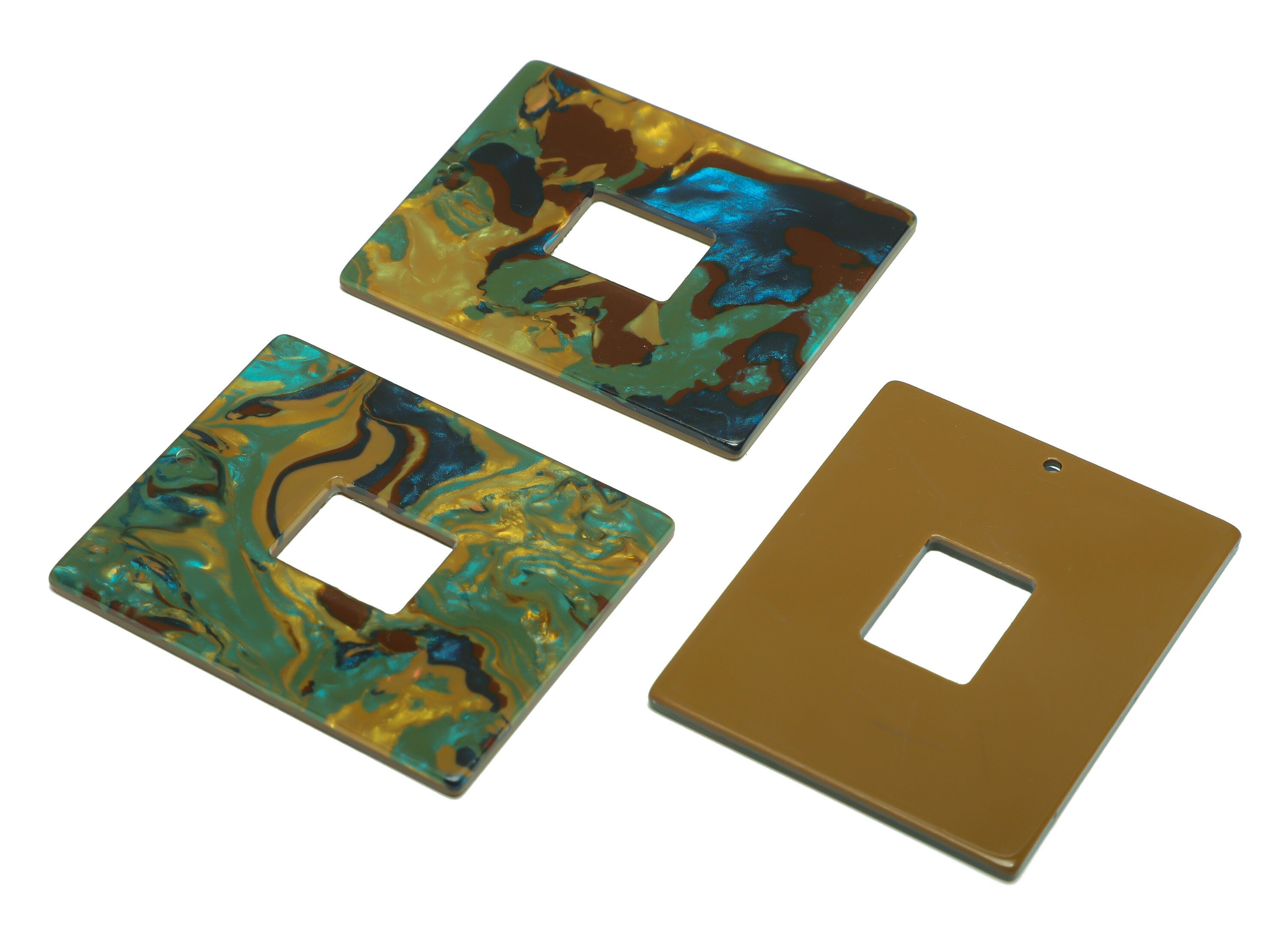 Acrylic Rectangle Charm - Rectangle Mix Color Pendant - Acrylic Earring Charm - Jewelry Making - Code:A947 - 49.27x40x2.37mm - AC2614-A947 - DOMEDBAZAAR