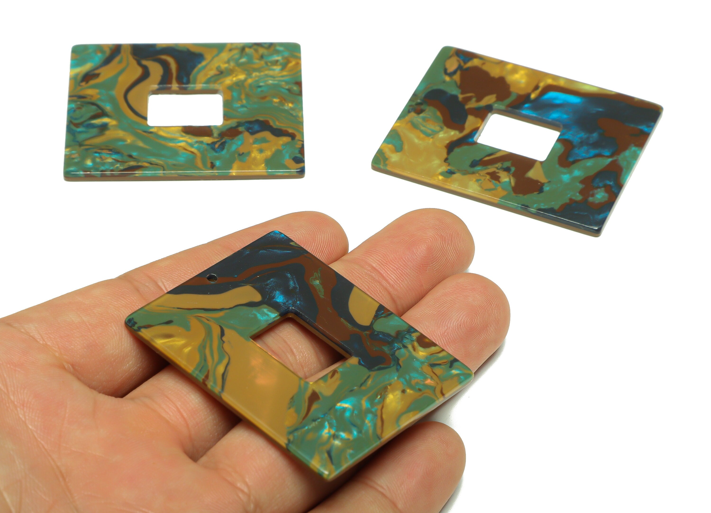 Acrylic Rectangle Charm - Rectangle Mix Color Pendant - Acrylic Earring Charm - Jewelry Making - Code:A947 - 49.27x40x2.37mm - AC2614-A947 - DOMEDBAZAAR