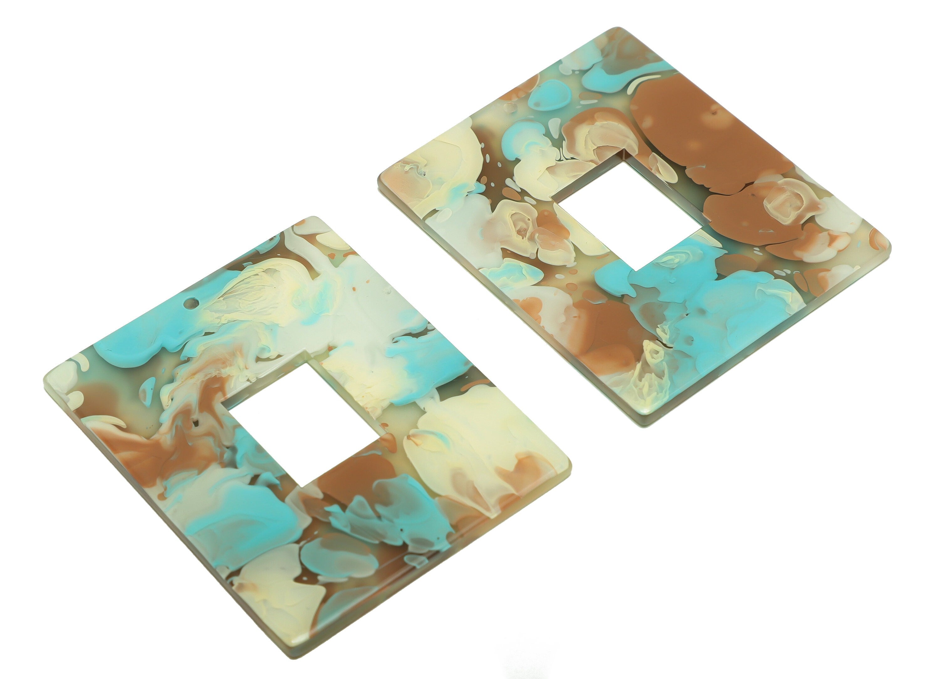 Acrylic Rectangle Charm - Rectangle Mix Color Pendant - Acrylic Earring Charm - Jewelry Making - Code:A585 - 49x39.65x2.75mm - AC2614-A585 - DOMEDBAZAAR