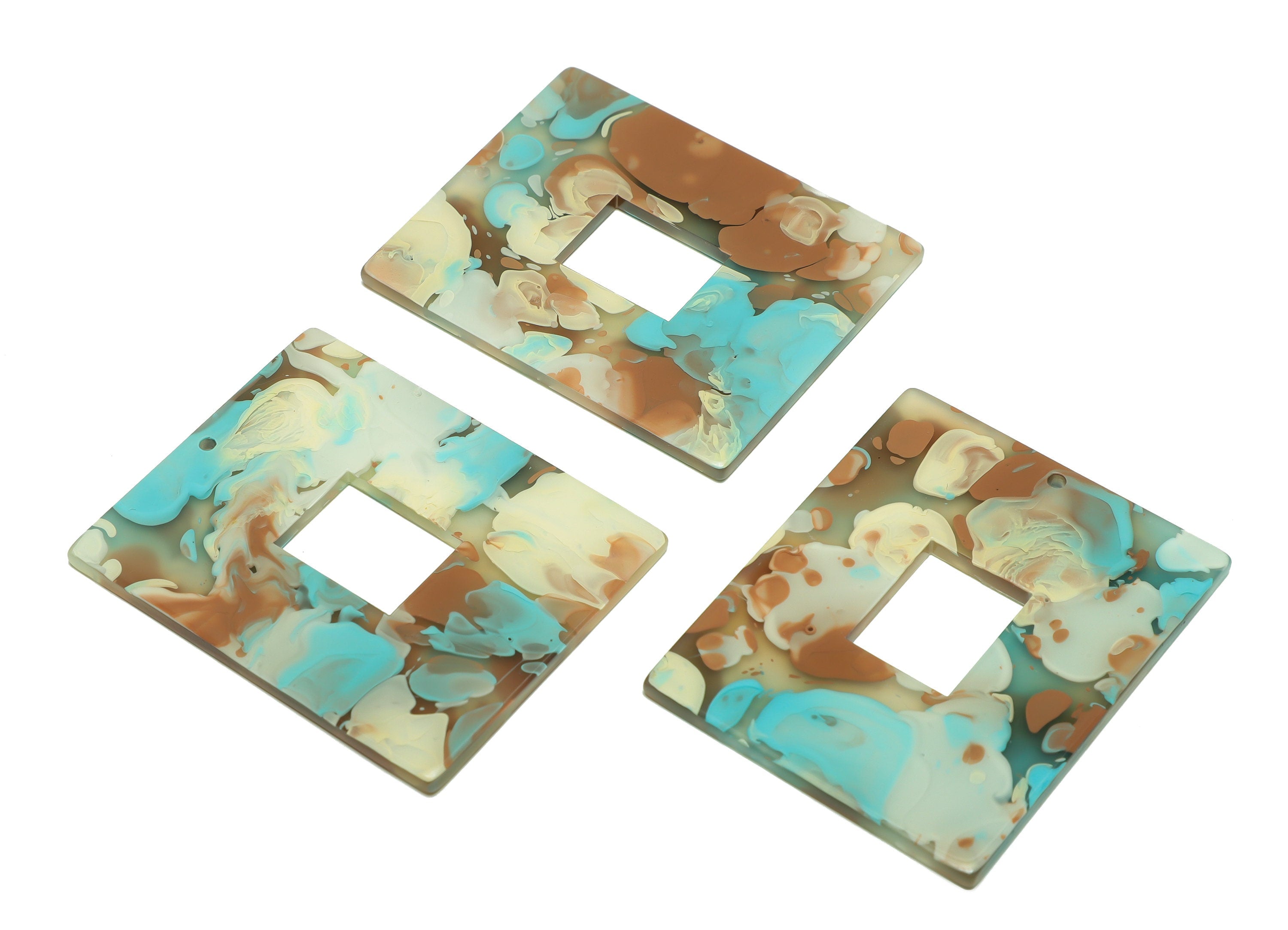 Acrylic Rectangle Charm - Rectangle Mix Color Pendant - Acrylic Earring Charm - Jewelry Making - Code:A585 - 49x39.65x2.75mm - AC2614-A585 - DOMEDBAZAAR