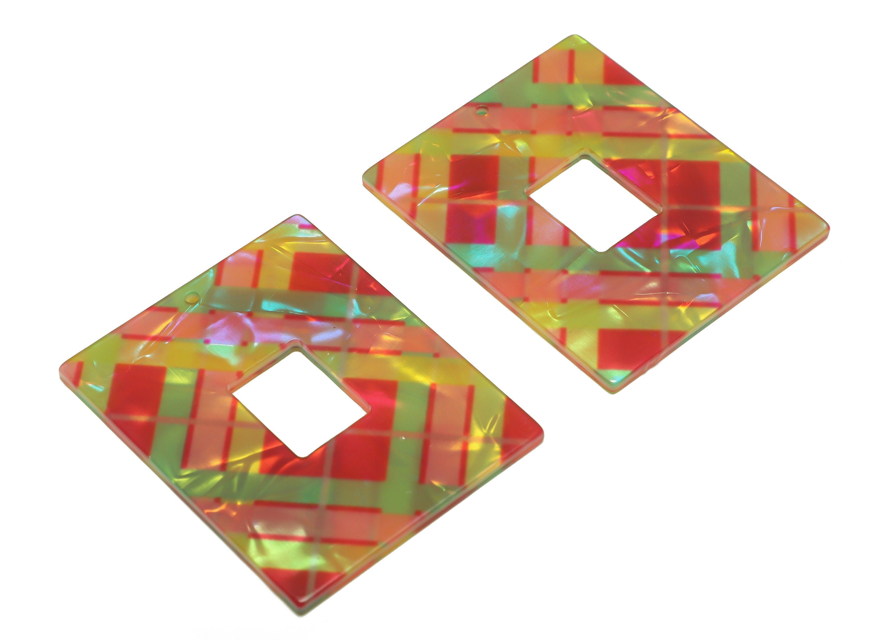 PVC Rectangle Charm - Rectangle Mix Color Pendant - PVC Earring Charm - Jewelry Making - Code:A872 - 49x39.85x2.39mm - AC2614-A872 - DOMEDBAZAAR